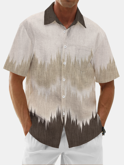 Moisture Wicking Ombre Contrast Chest Pocket Hawaiian Shirt