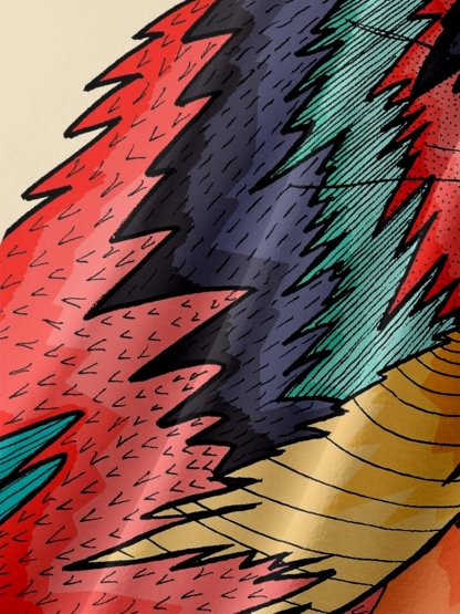 x Stephen Wade Moisture Wicking Abstract Art Lion Chest Pocket Hawaiian Shirt