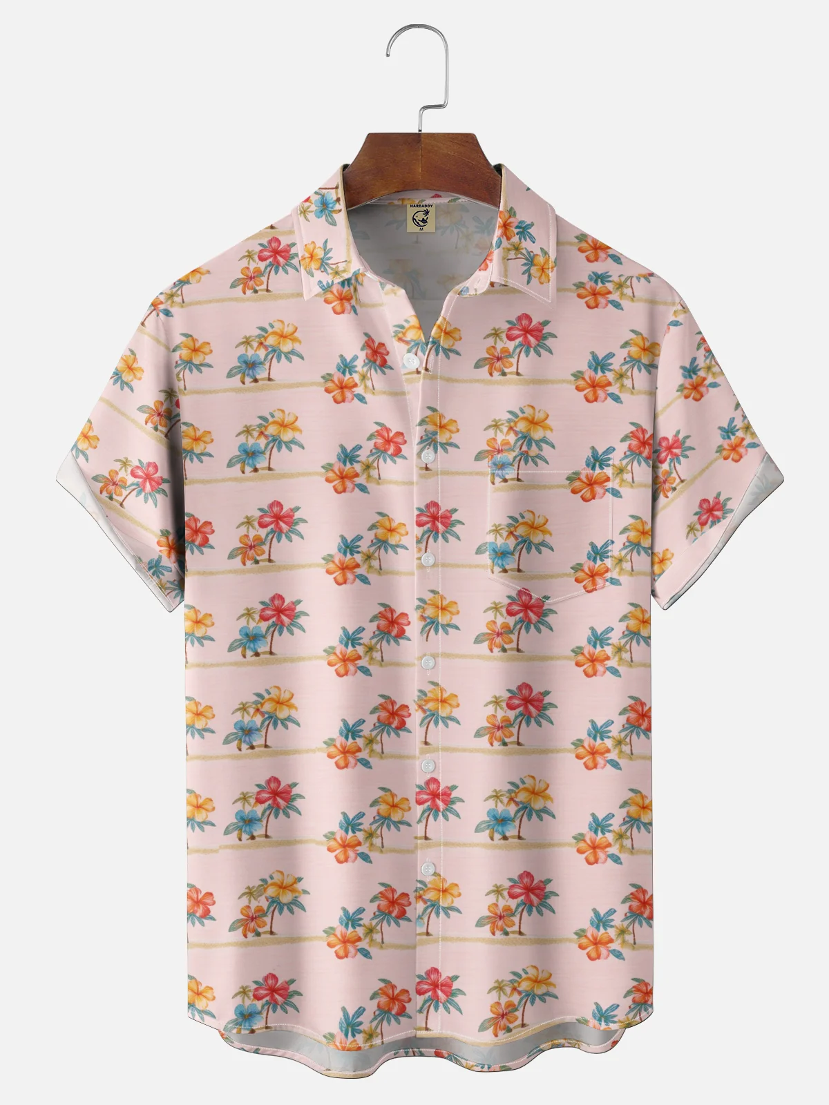 Moisture-Wicking Ombré Floral Hawaiian Shirt with Chest Pocket
