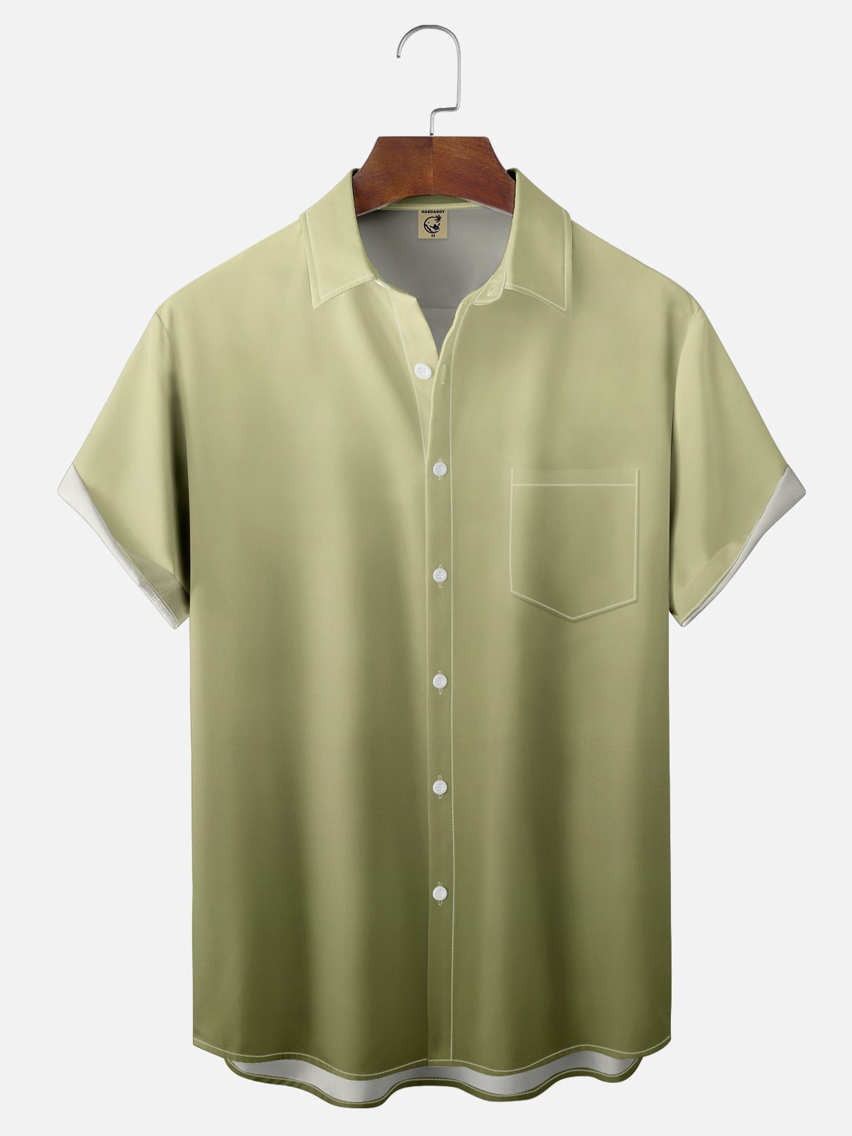 Tall Size Moisture-wicking Gradient Color Chest Pocket Hawaiian Shirt
