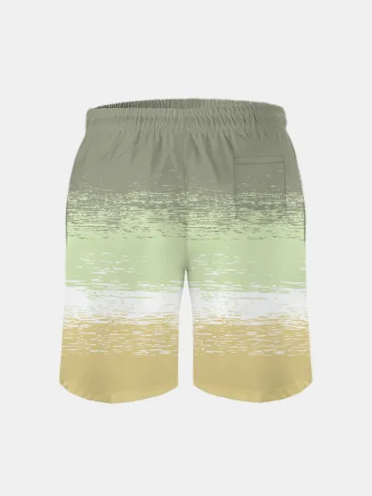 Men's Swim Trunks Hawaiian Tropical Palm Tree Beach Shorts with Pockets