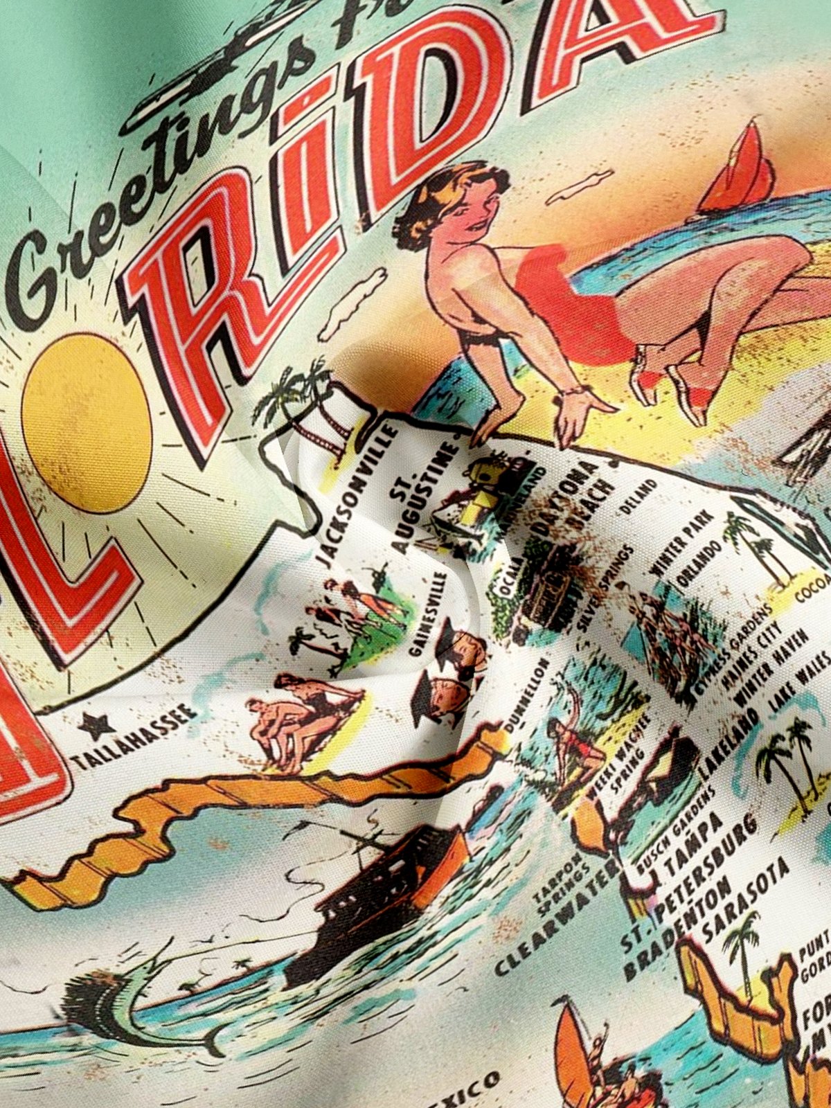 Moisture-wicking Vacation Map Chest Pocket Hawaiian Shirt