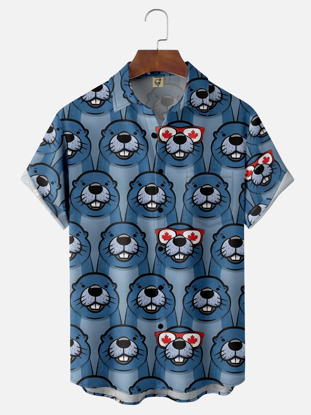 Moisture-wicking Canada Day Animal Maple Leaf Chest Pocket Hawaiian Shirt