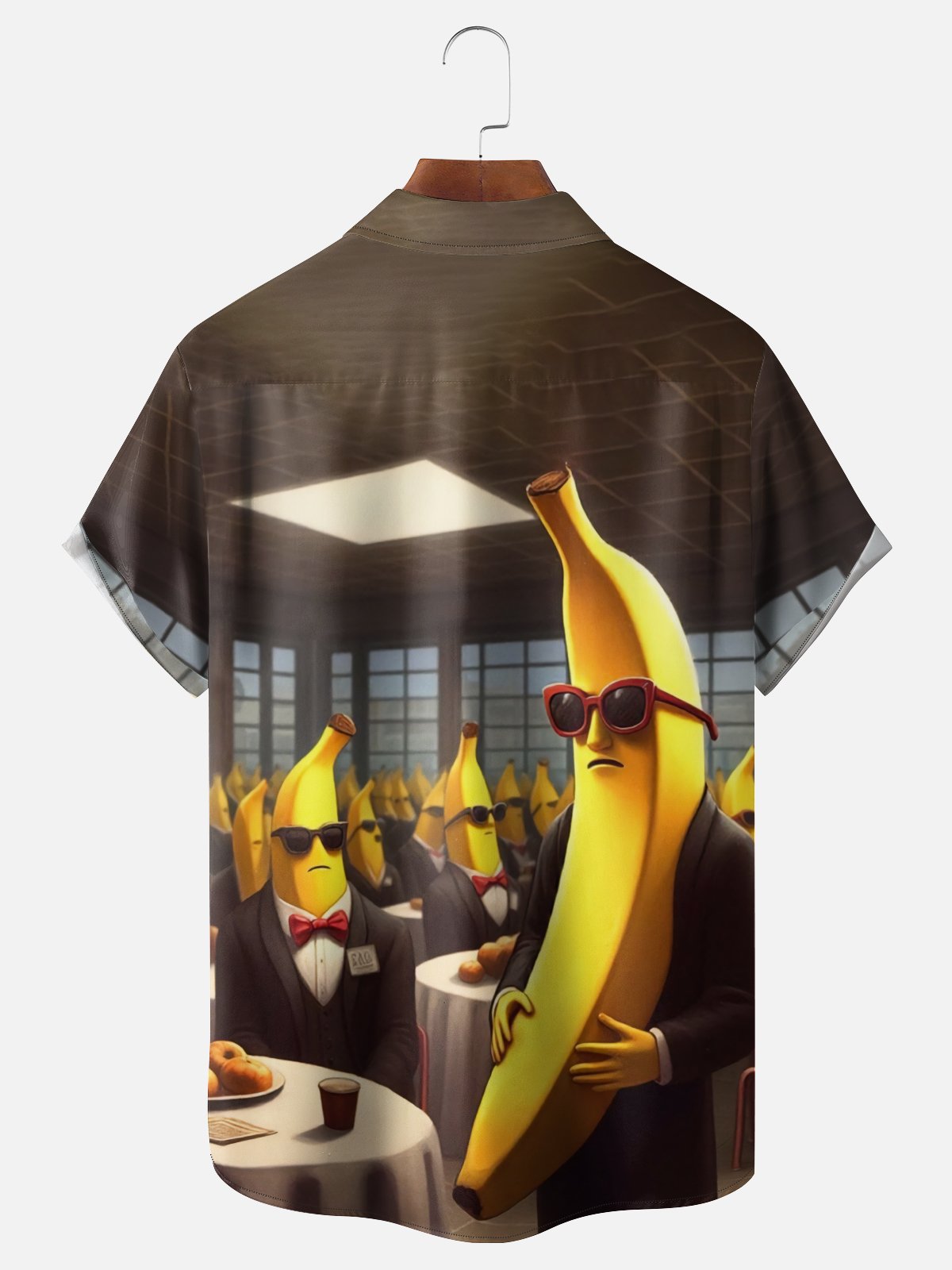 Moisture Wicking Fun Suit Banana Gentlemen Party Chest Pocket Holiday Hawaiian Shirt