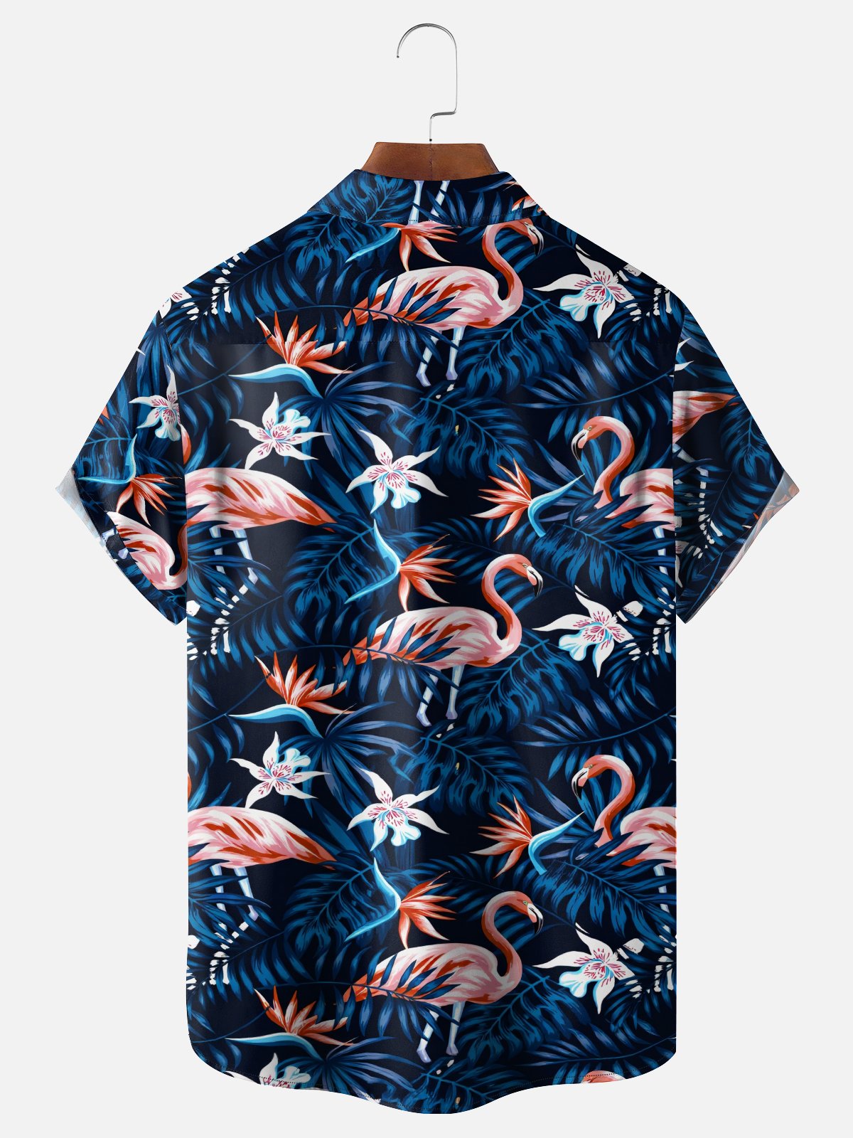 Moisture-Wicking Botanical & Flamingo Chest Pocket Holiday Hawaiian Shirt