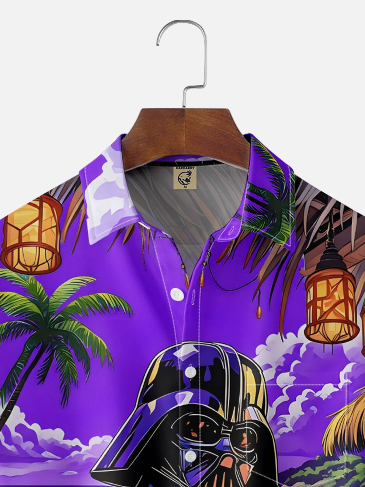 Moisture-wicking Star Beach Coconut Tree Chest Pocket Hawaiian Shirt