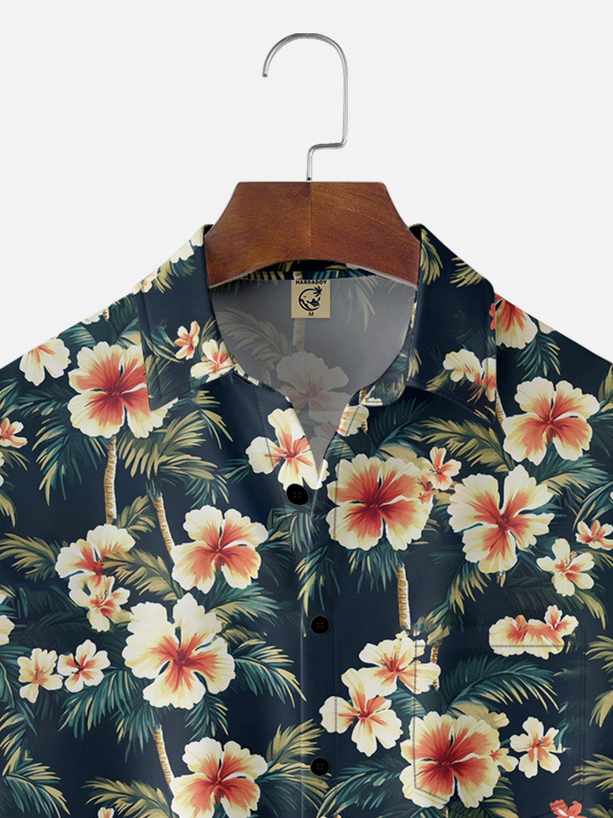 Moisture-wicking Palm Tree Floral Chest Pocket Hawaiian Shirt