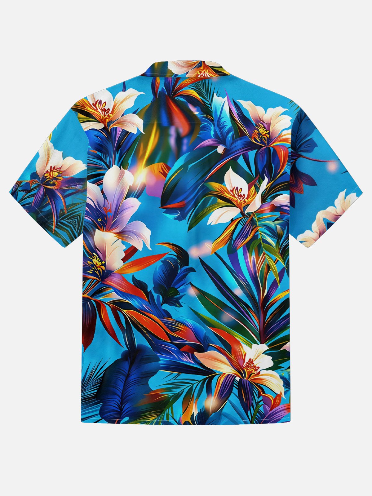 Moisture-wicking Tropical Palm Tree Chest Pocket Hawaiian Shirt