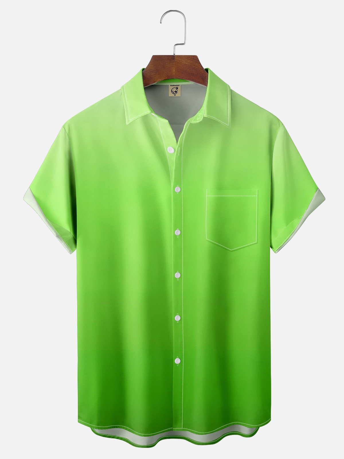 Tall Size Moisture-wicking Gradient Color Chest Pocket Hawaiian Shirt