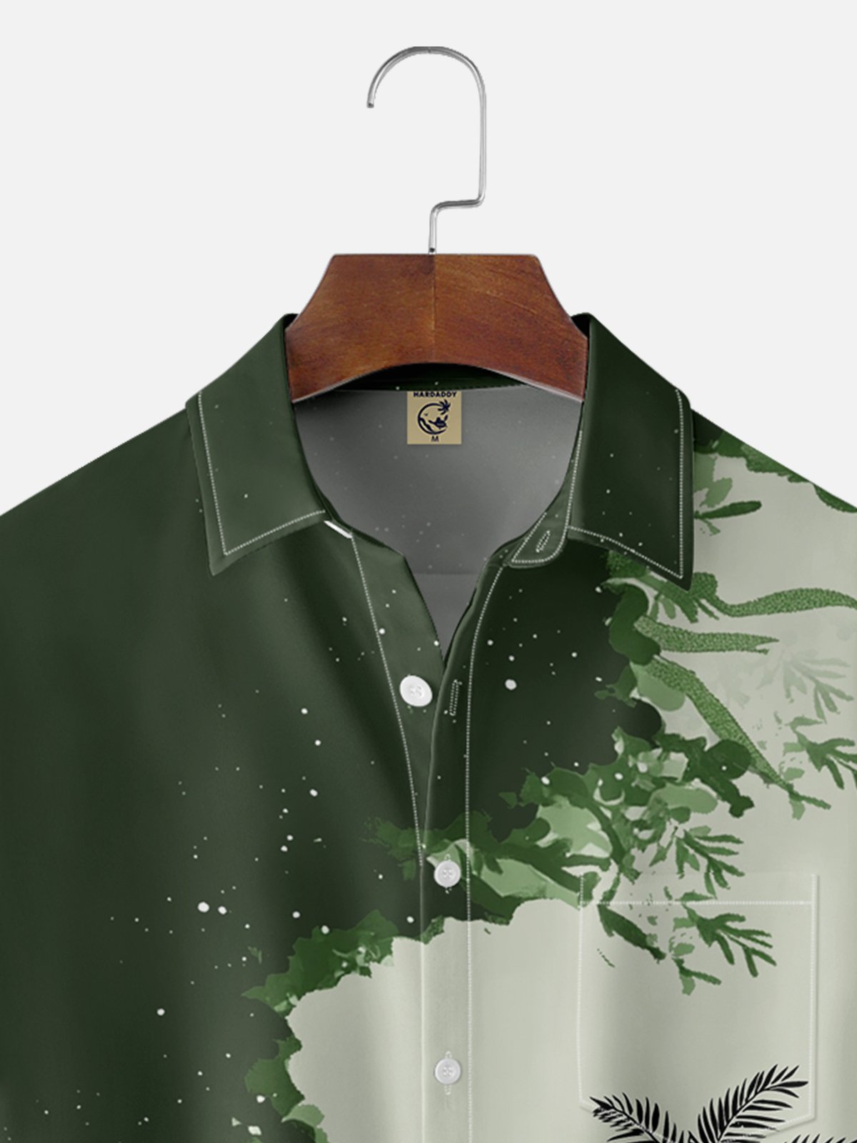 Moisture-wicking Tropical Palm Tree Chest Pocket Hawaiian Shirt
