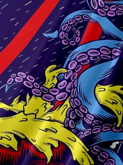 Marine Life Octopus Moisture-wicking Chest Pocket Hawaiian Shirt