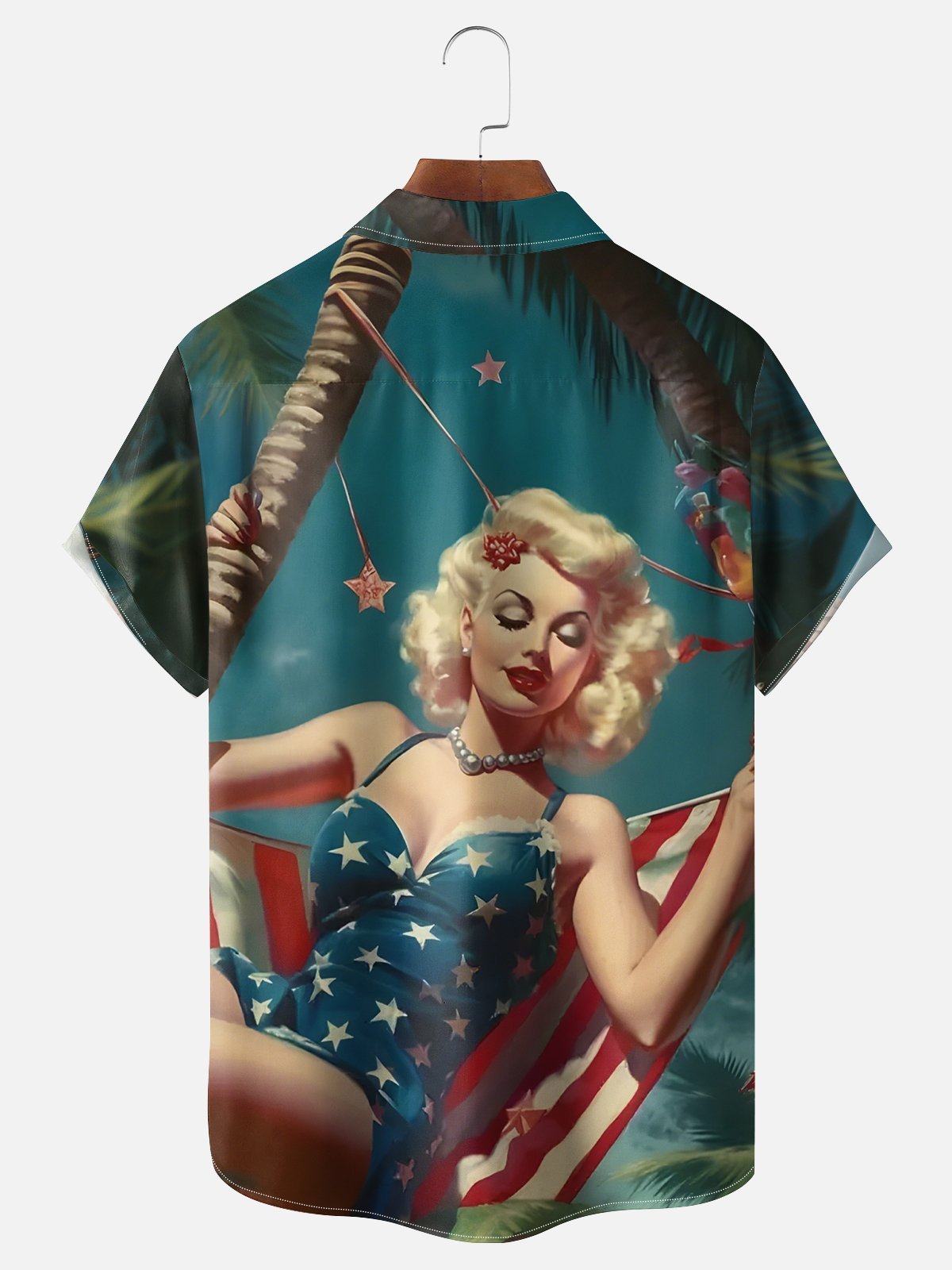 Moisture Wicking Beach American Vintage Beauty Chest Pocket Hawaiian Shirt