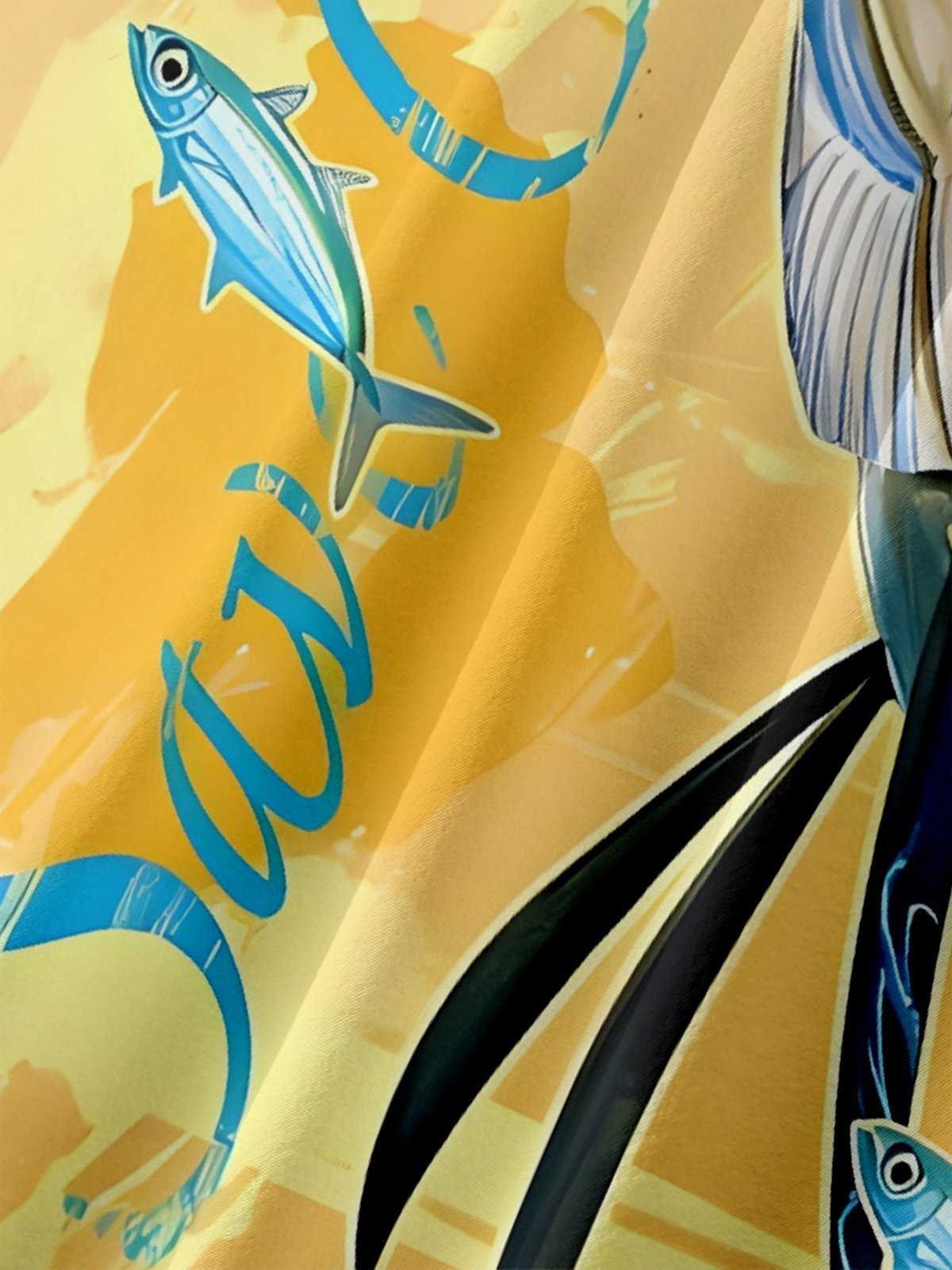 Moisture-wicking Swordfish Ocean Chest Pocket Hawaiian Shirt