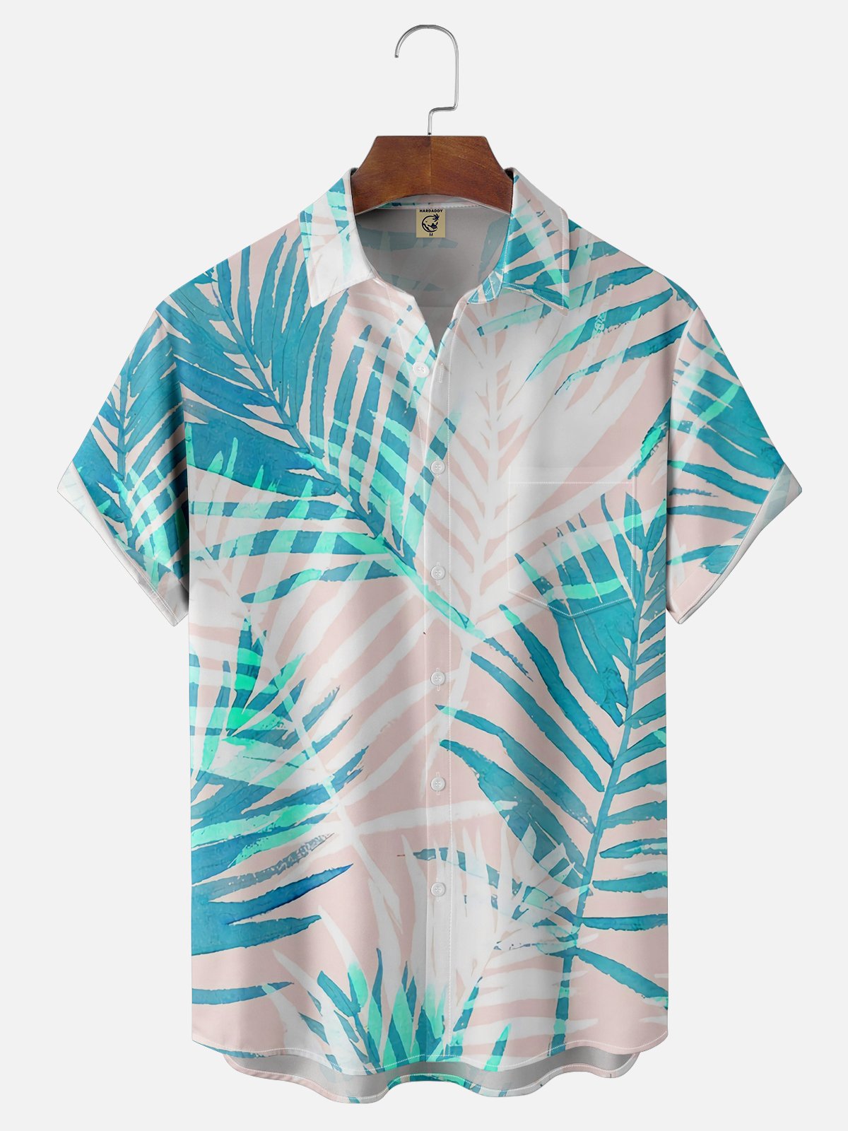 Moisture-wicking Palm Tree Chest Pocket Hawaiian Shirt