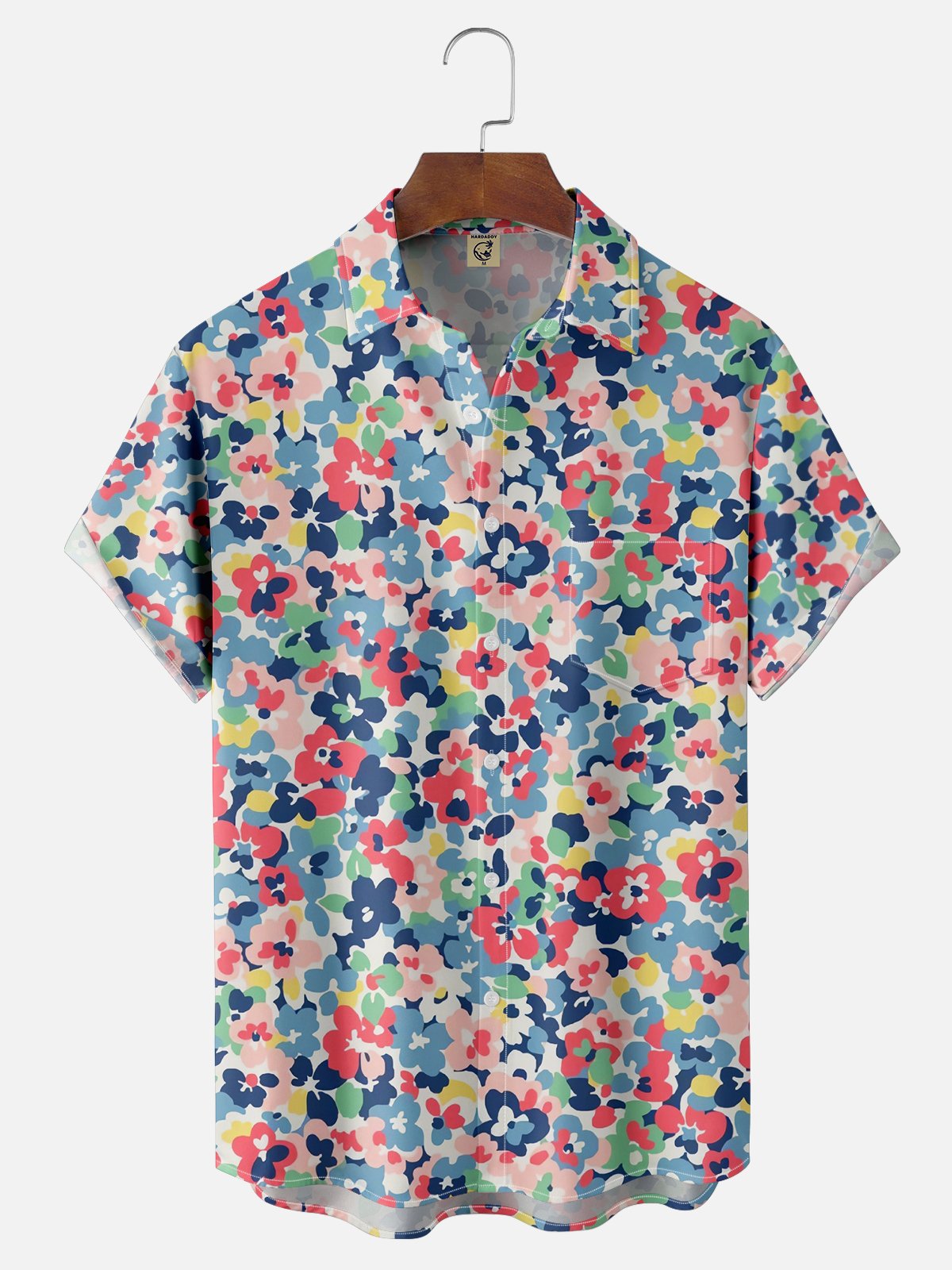 Moisture-wicking Tropical Floral Chest Pocket Hawaiian Shirt