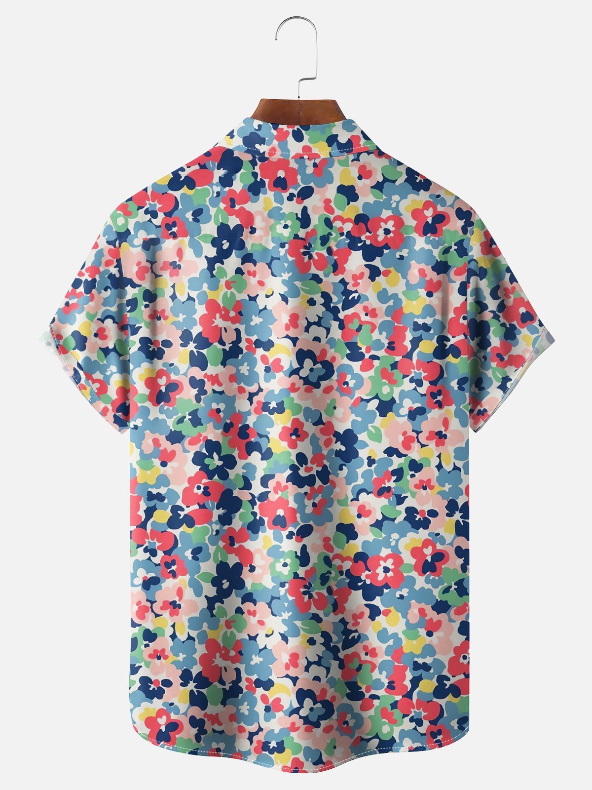 Moisture-wicking Tropical Floral Chest Pocket Hawaiian Shirt