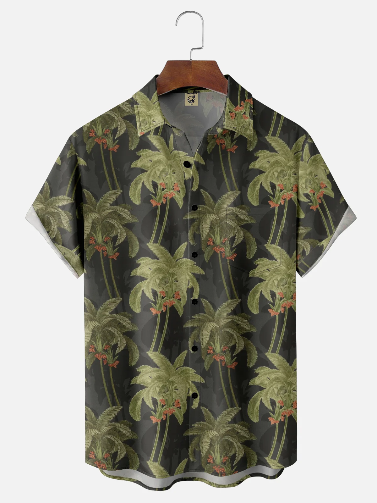 Moisture Wicking Vintage Coconut Tree Chest Pocket Hawaiian Shirt