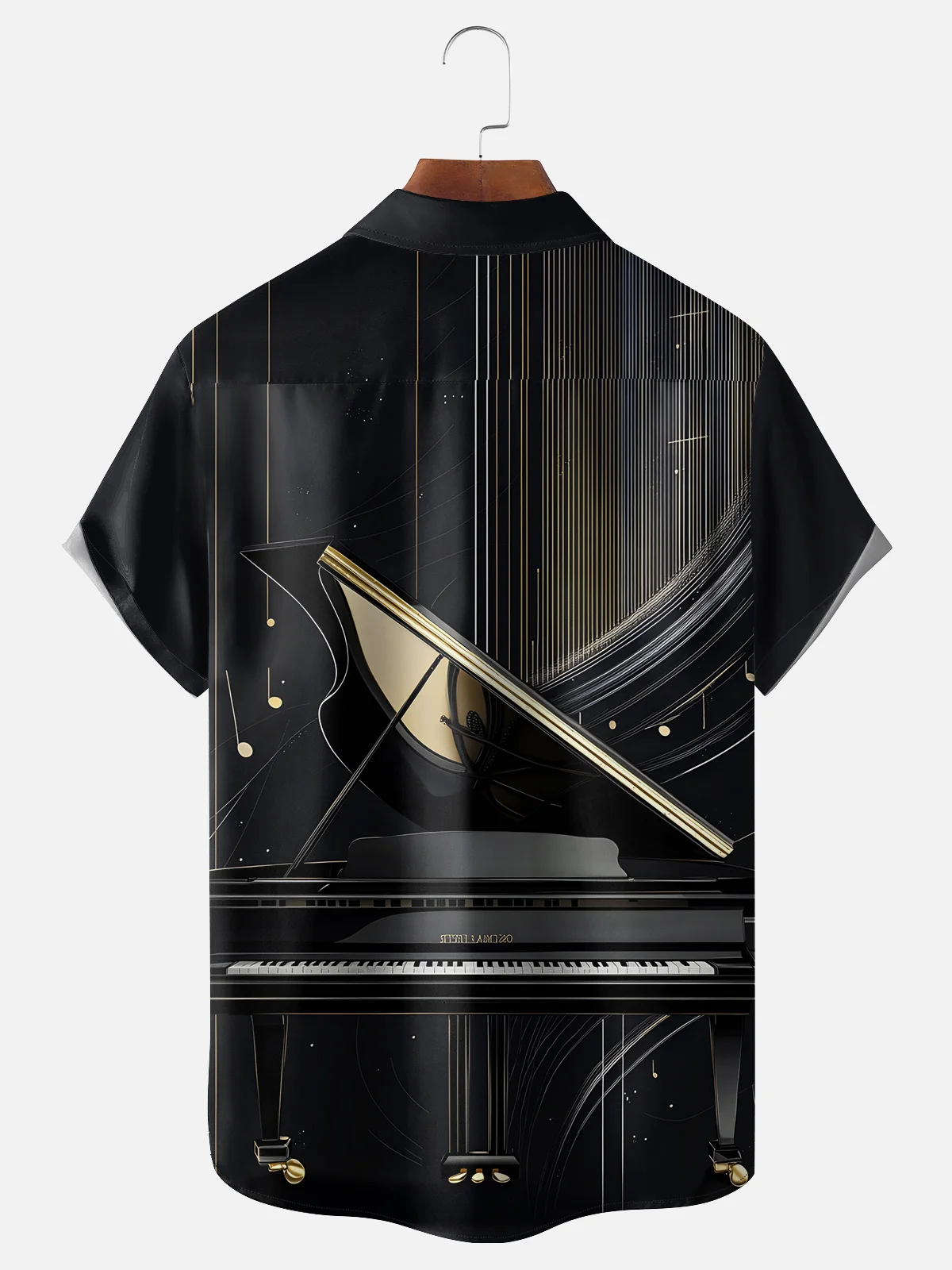 Moisture-wicking Music Piano Chest Pocket Casual Shirt