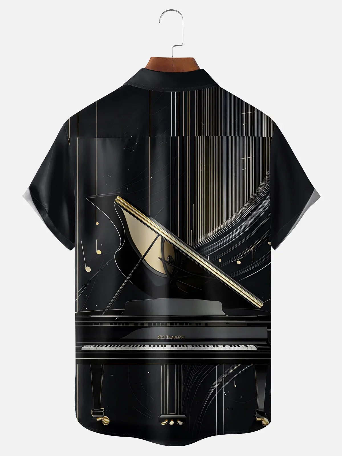 Moisture-wicking Music Piano Chest Pocket Casual Shirt