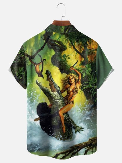 Moisture Wicking Alligator Beauty Battle Hawaiian Shirt