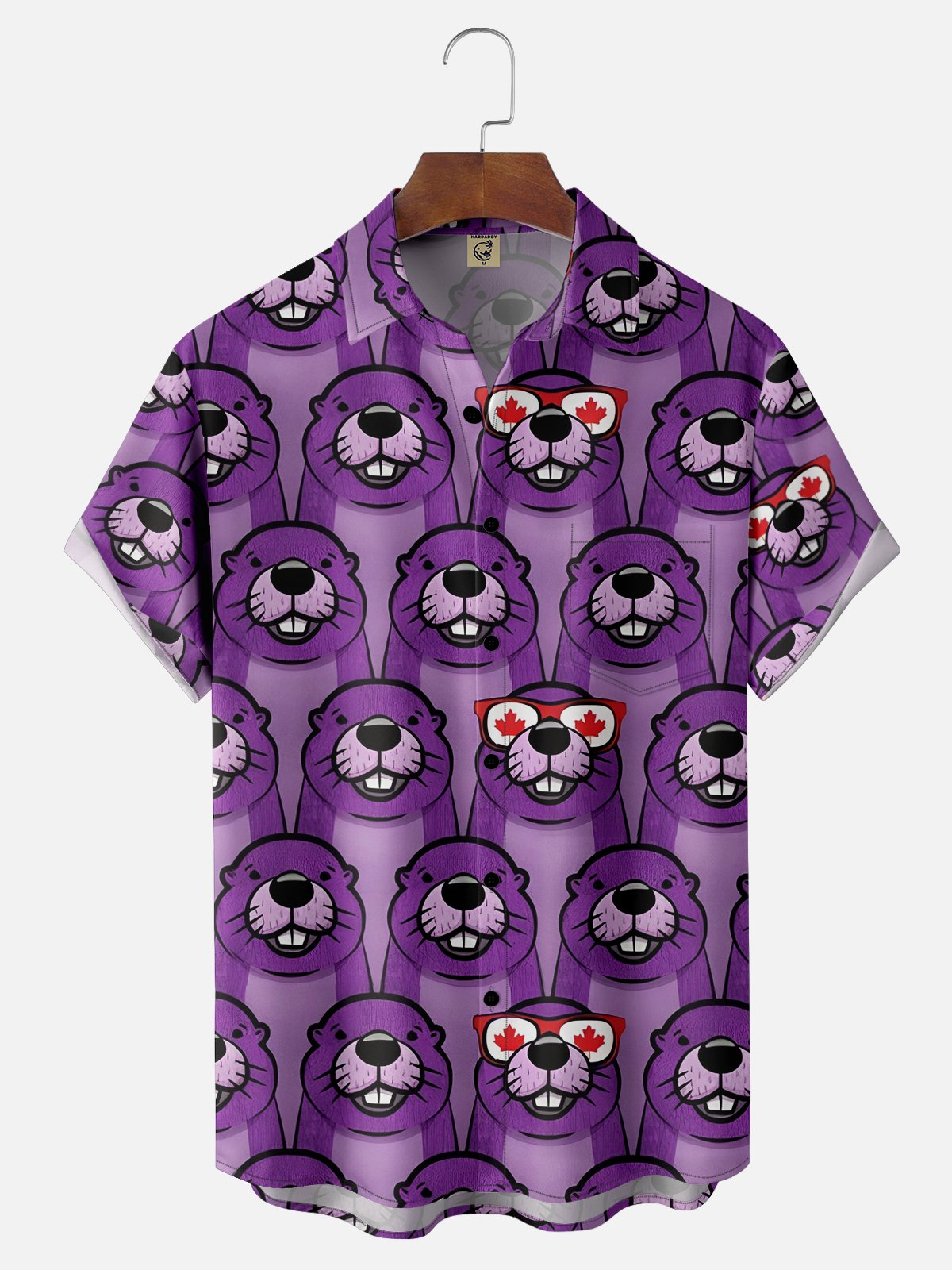 Moisture-wicking Canada Day Animal Maple Leaf Chest Pocket Hawaiian Shirt