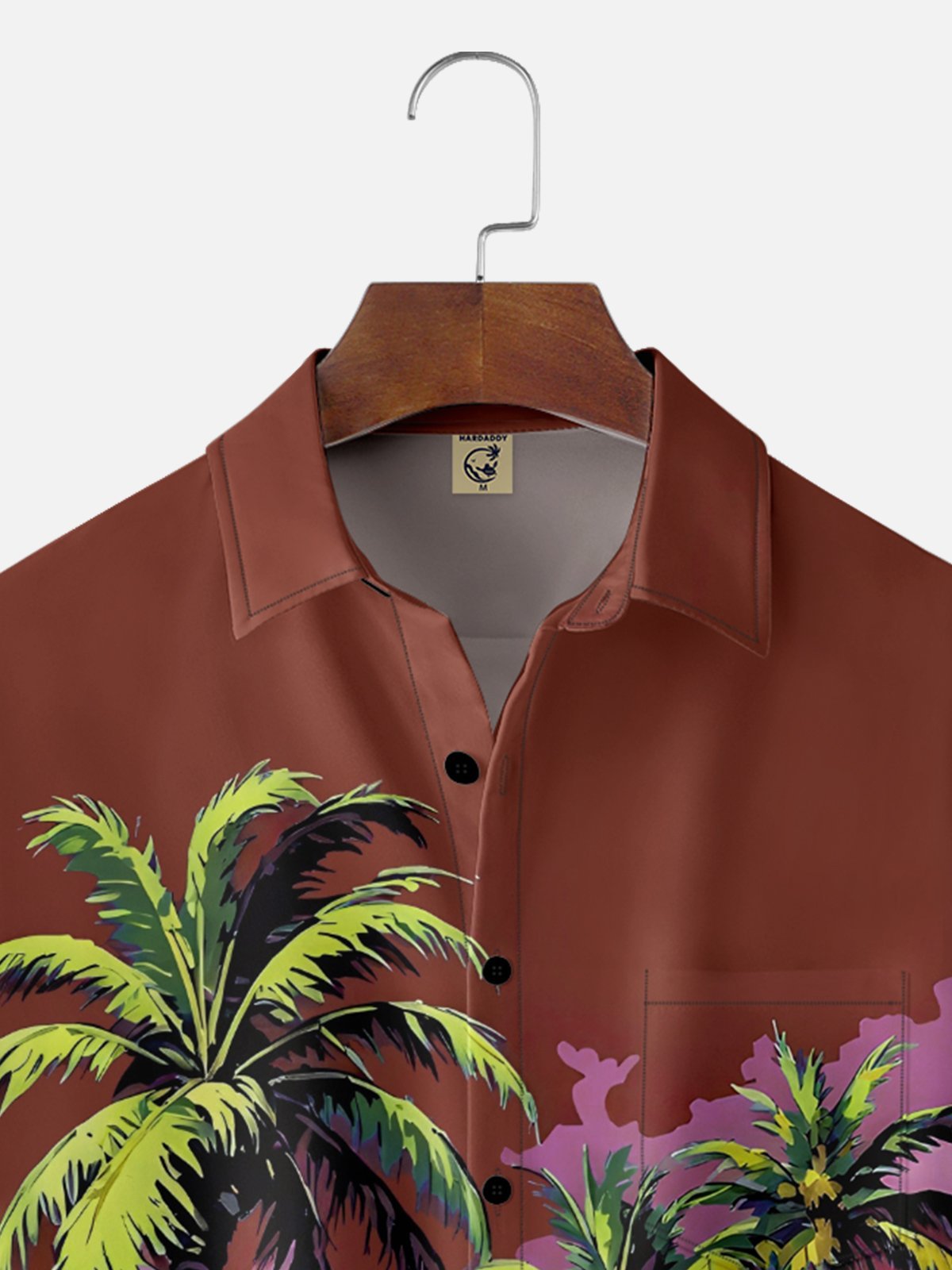 Moisture-wicking Coconut Tree Beach Chest Pocket Hawaiian Shirt