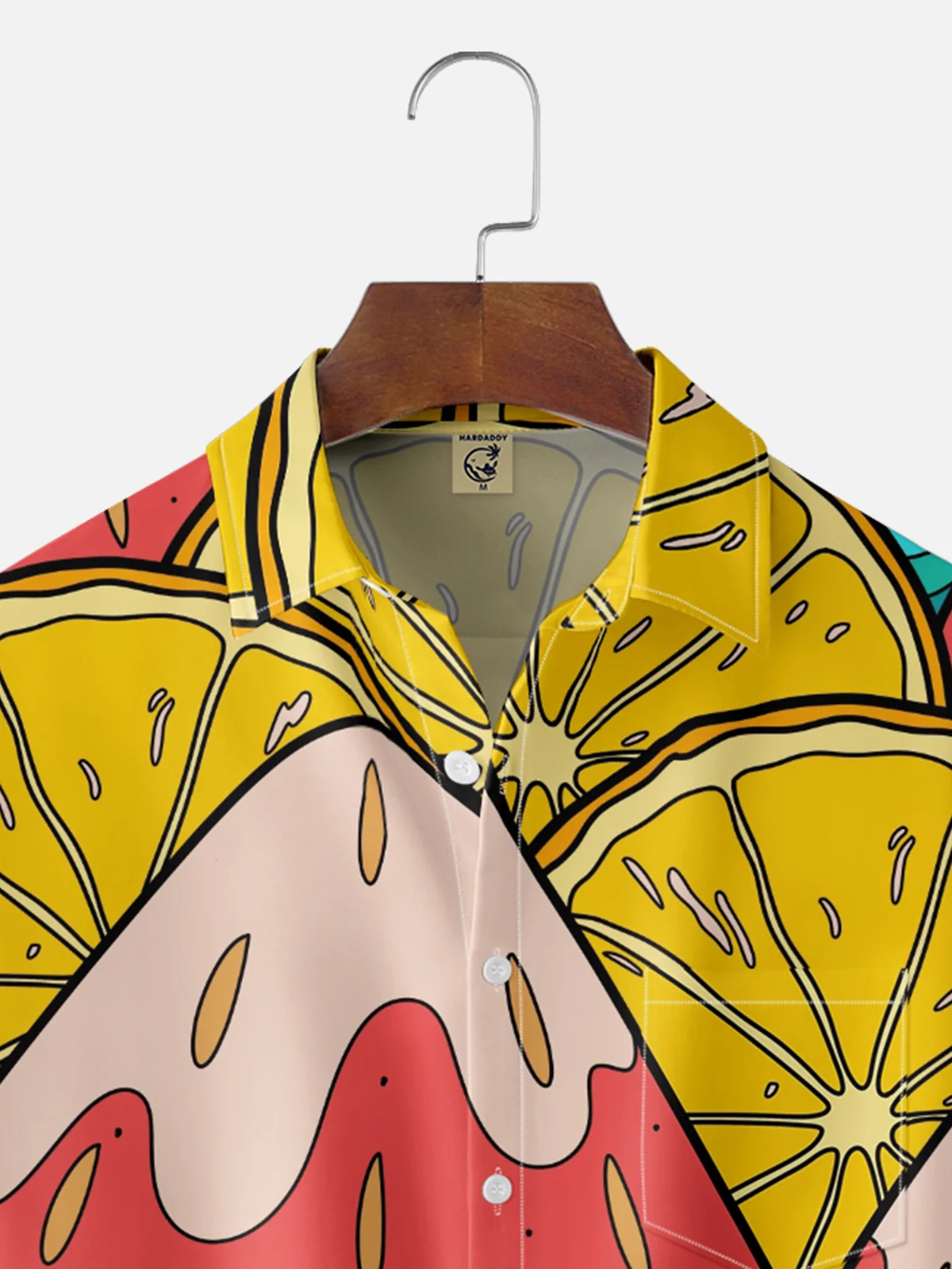 Stephen Wade Moisture Wicking Fruit Strawberry Orange Chest Pocket Hawaiian Shirt