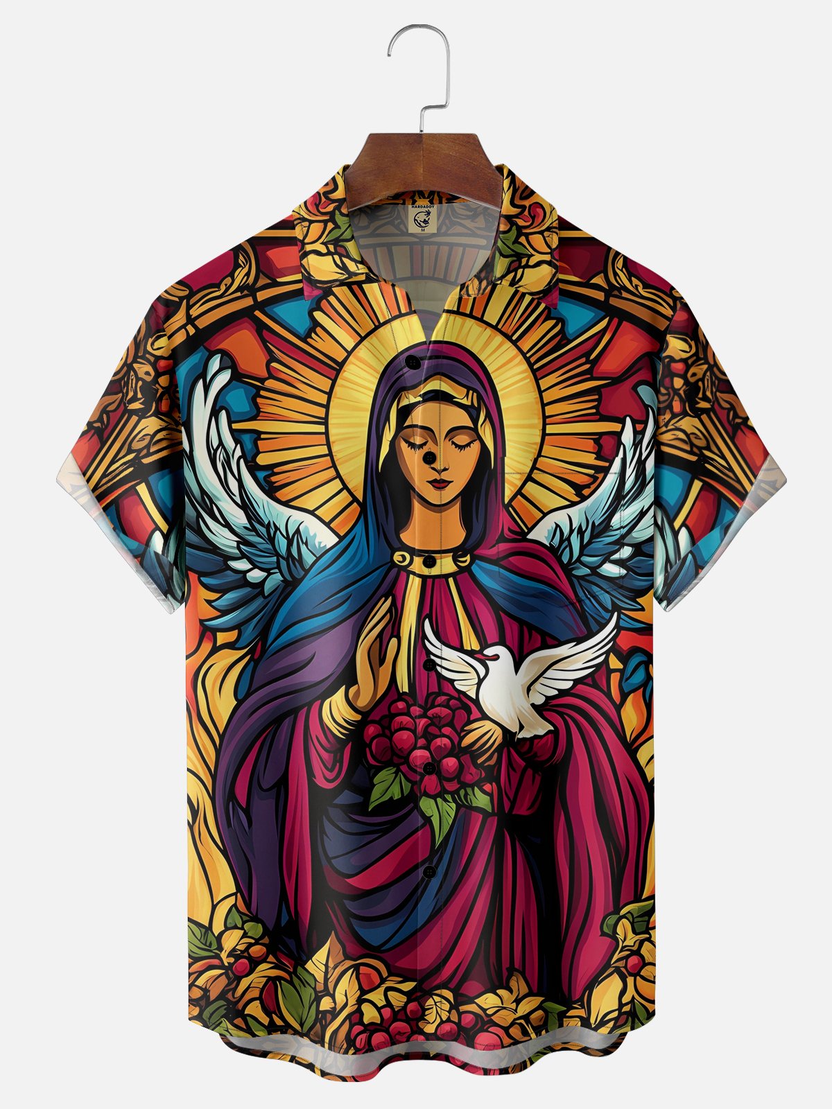 Moisture-wicking Easter Christian Virgin Mary Jesus Chest Pocket Casual Shirt