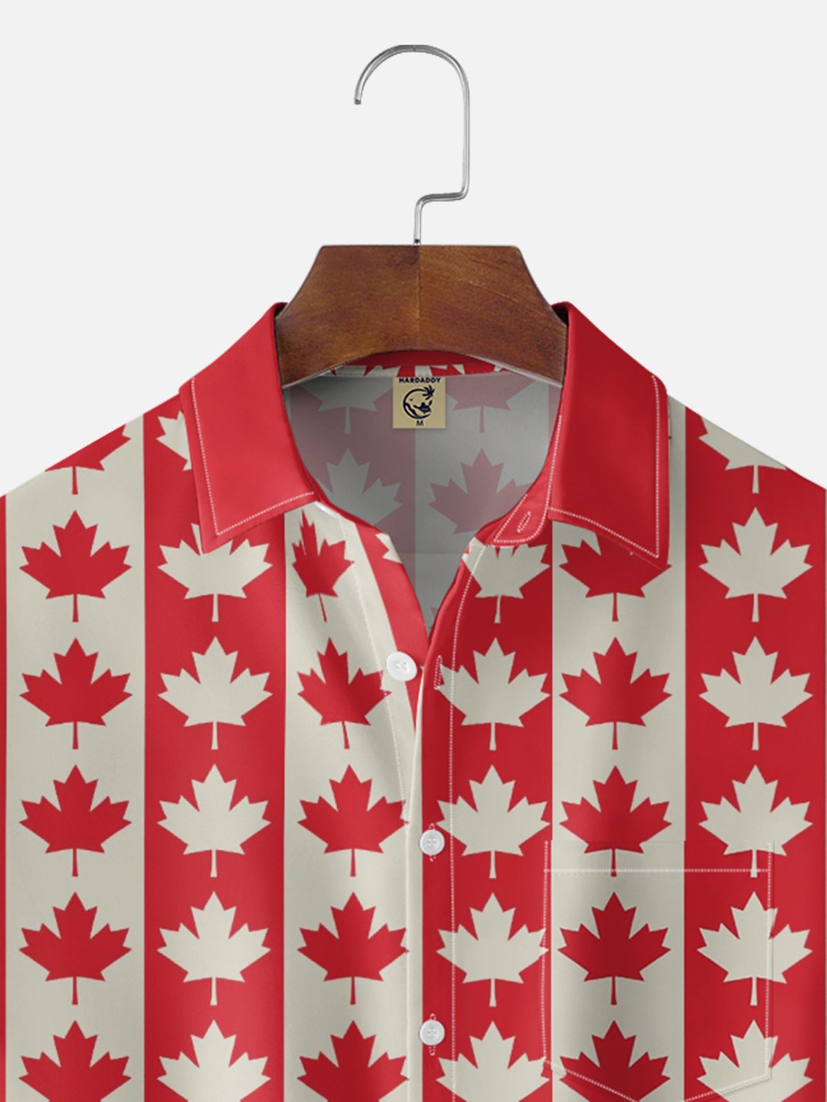 Moisture-Wicking Canada Day Maple Leaf Flag Chest Pocket Holiday Hawaiian Shirt