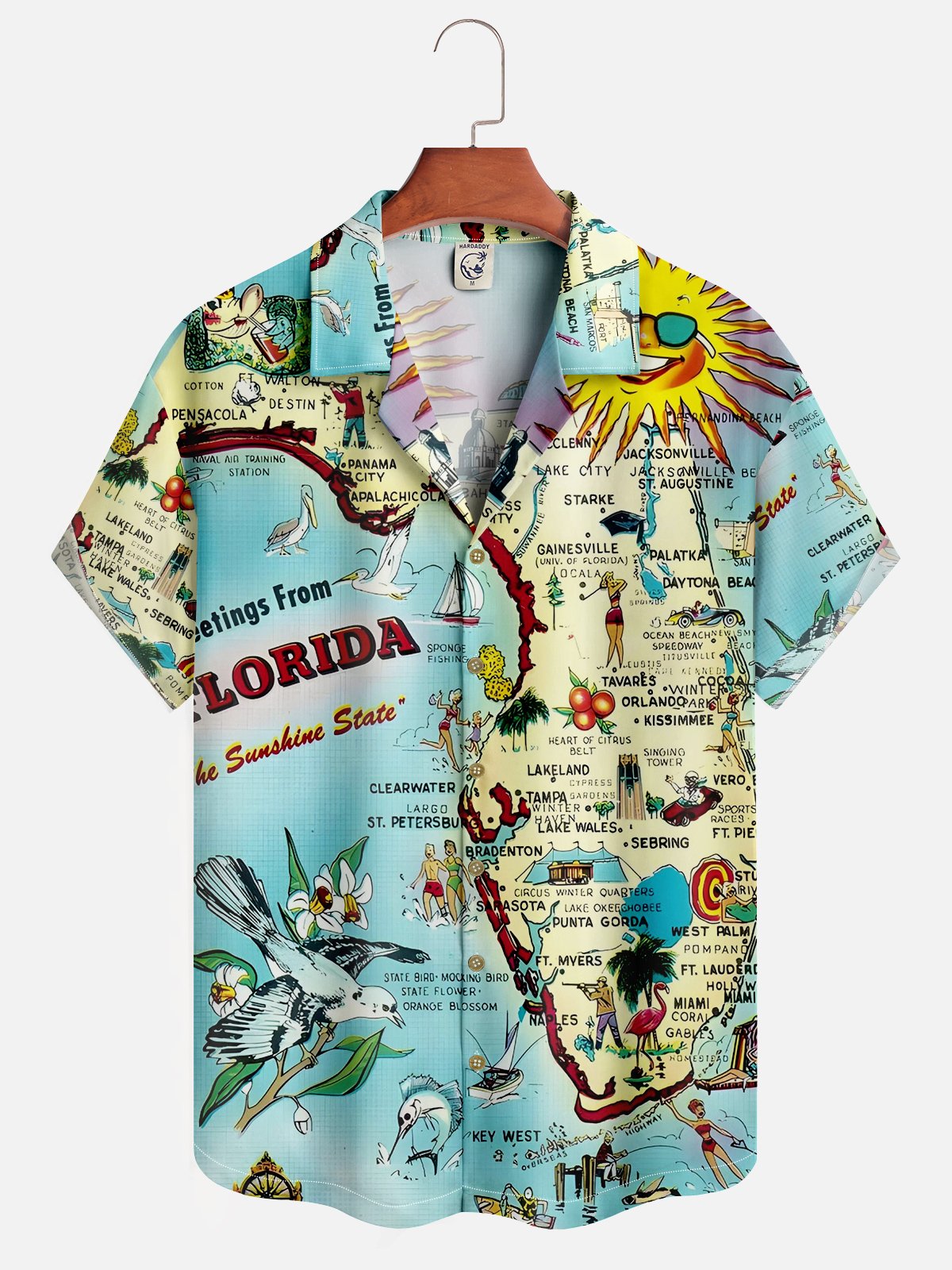 Moisture-wicking Vacation Map Chest Pocket Hawaiian Shirt