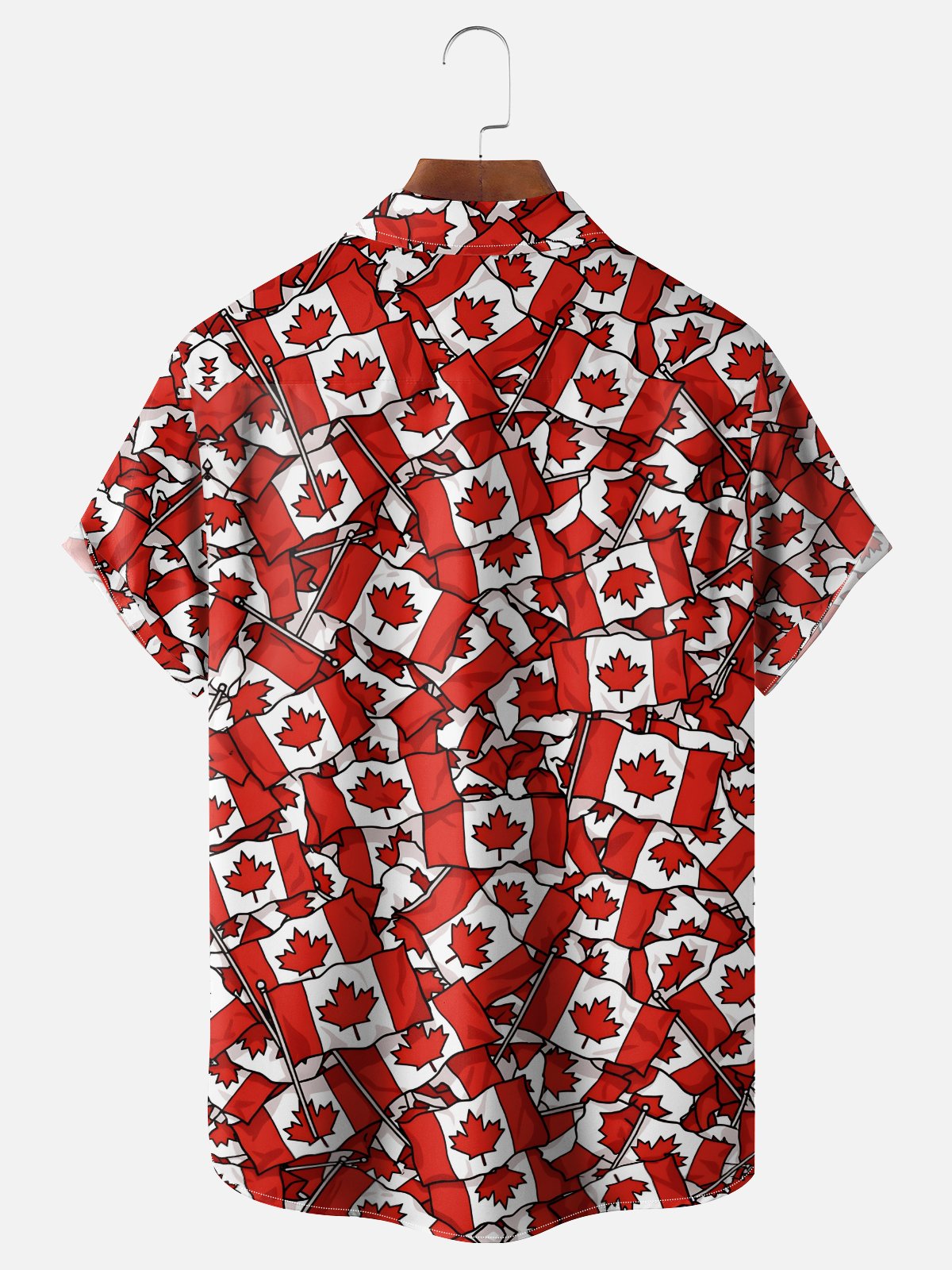 Moisture-Wicking Canada Day & Japan Flag Maple Leaf Chest Pocket Holiday Hawaiian Shirt