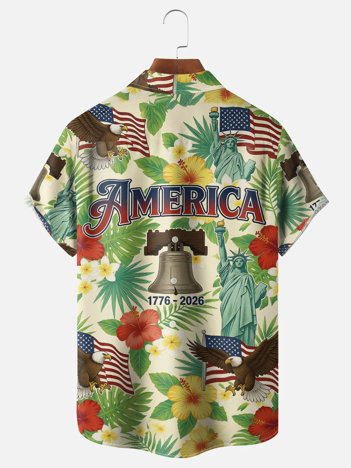 Moisture Wicking 250th U.S. Independence Day Commemorative Edition Botanical Flora Chest Pocket l Hawaiian Shirt