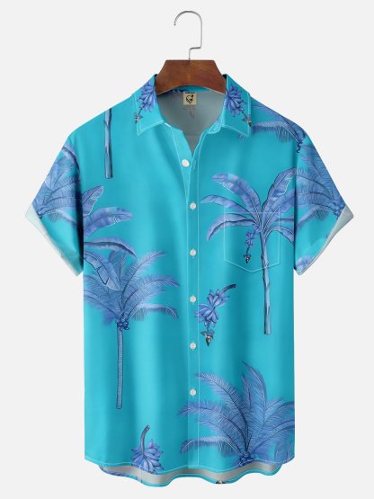Moisture-wicking Fantasy Fun Banana Tree Chest Pocket Hawaiian Shirt