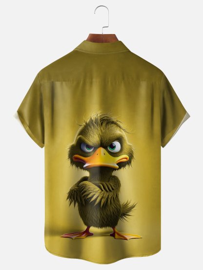 Moisture-wicking Angry Duck Chest Pocket Hawaiian Shirt