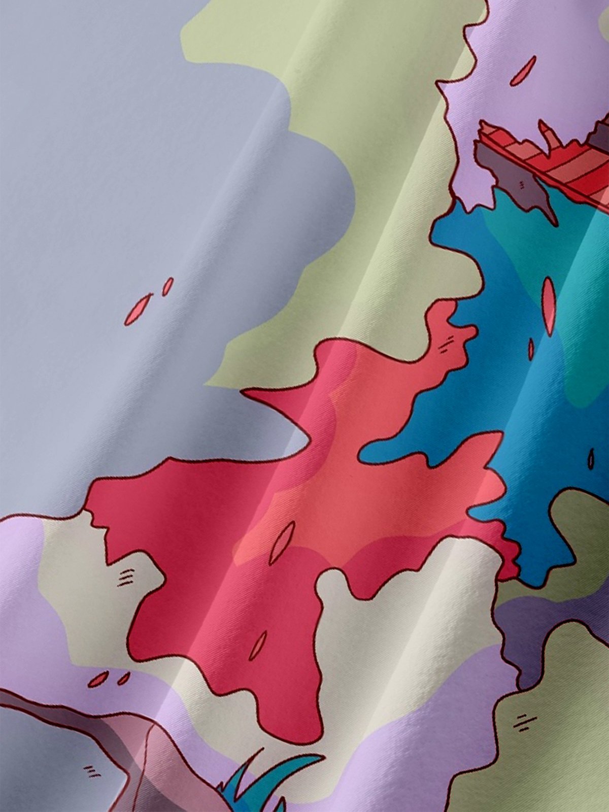 x Stephen Wade Moisture Wicking Abstract Art Landscape Chest Pocket Hawaiian Shirt