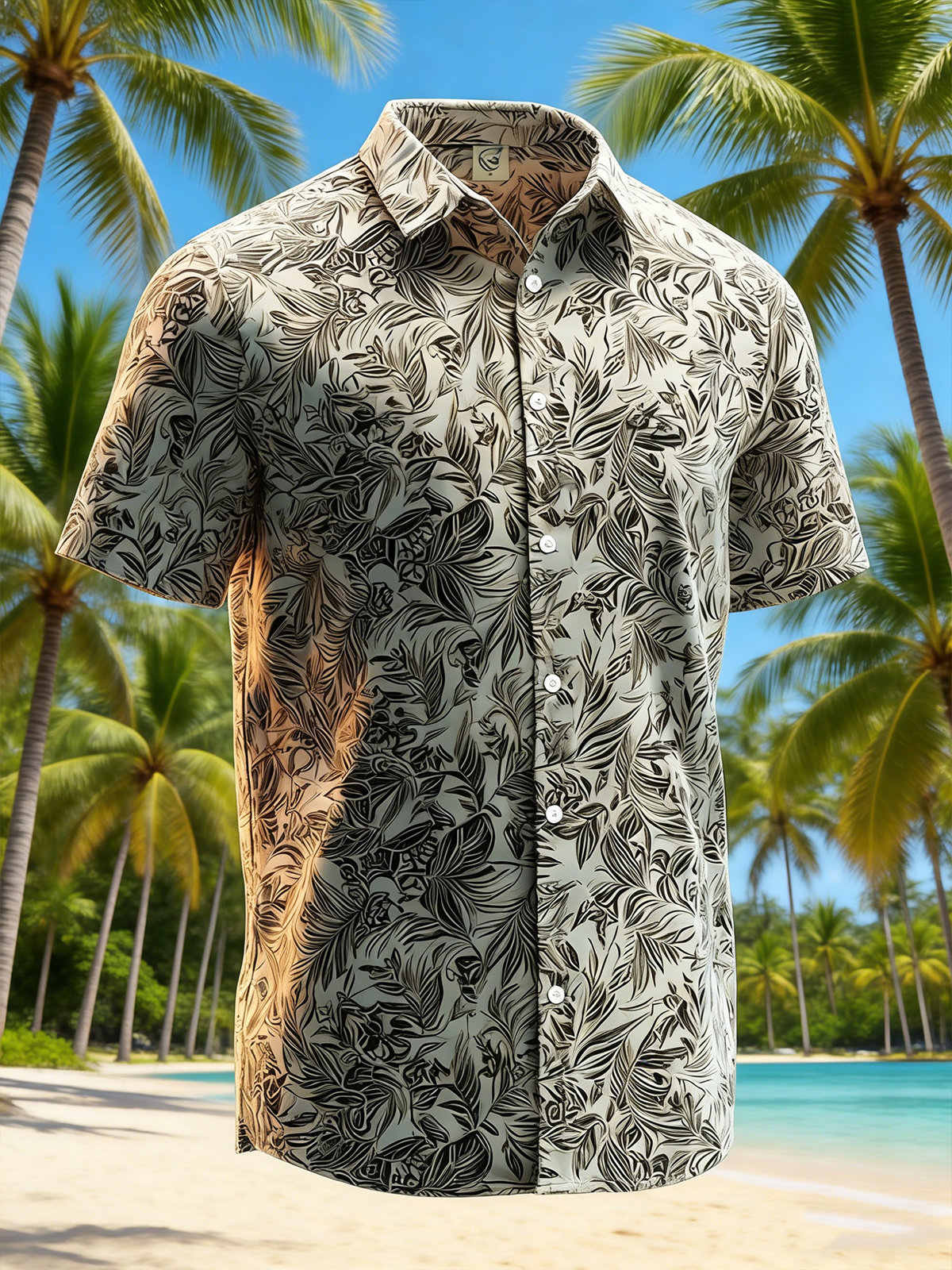 Moisture-Wicking Botanical Floral Chest Pocket Holiday Hawaiian Shirt