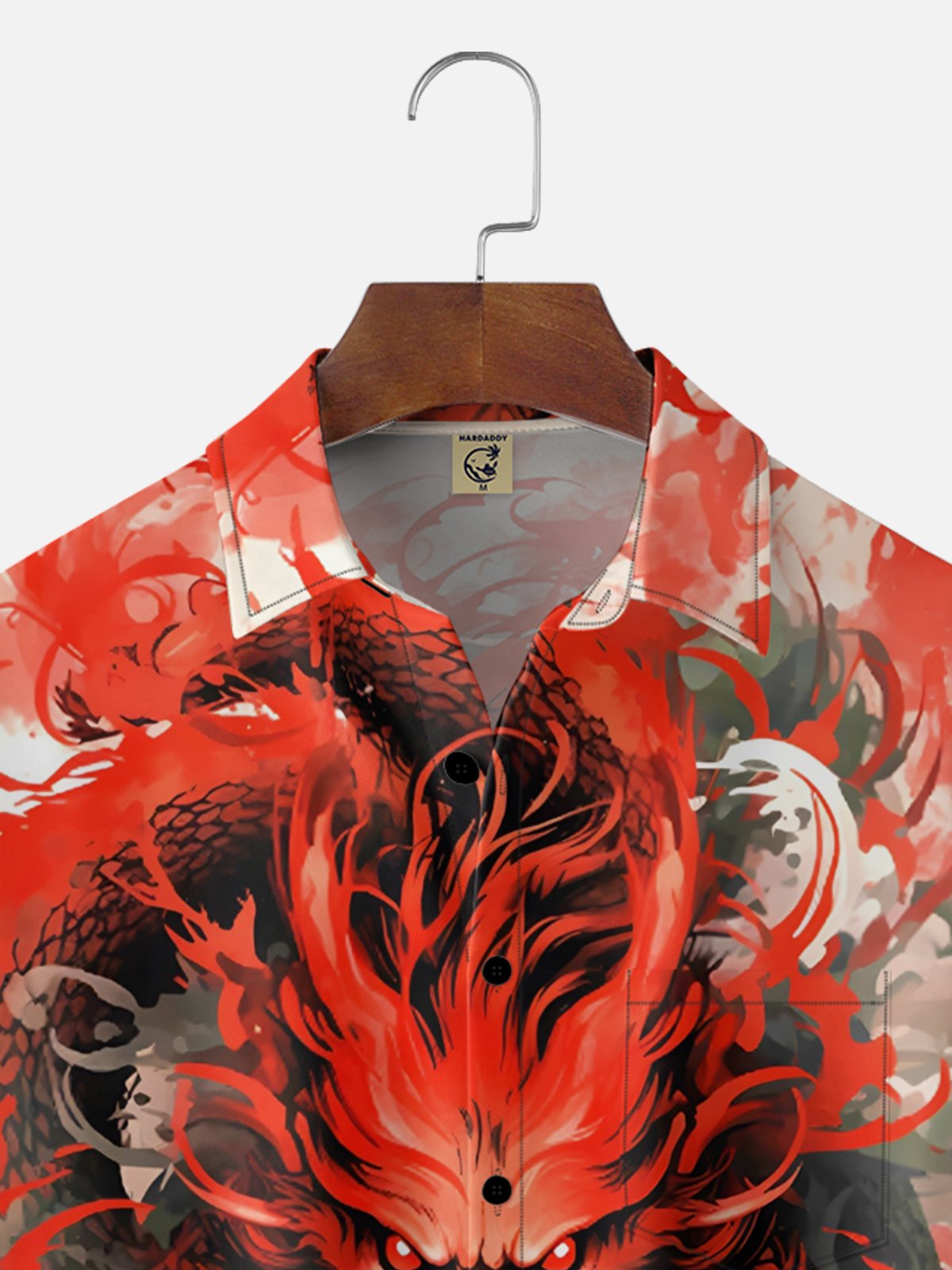Moisture Wickin Japanese Ukiyo-e Wave Dragon Chest Pocket Holiday Hawaiian Shirt