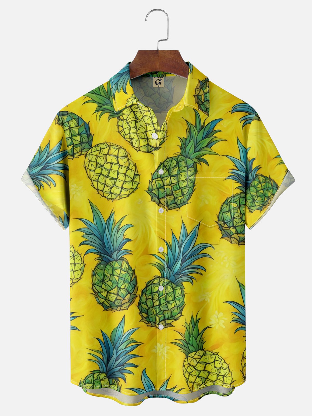 Moisture-wicking Pineapple Fruit Chest Pocket Hawaiian Shirt