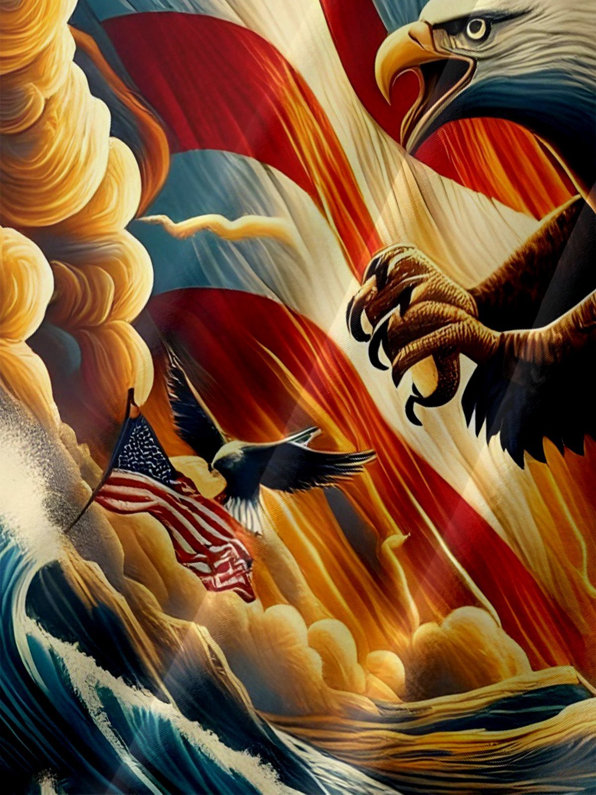 Moisture-wicking American Flag American Eagle Chest Pocket Hawaiian Shirt