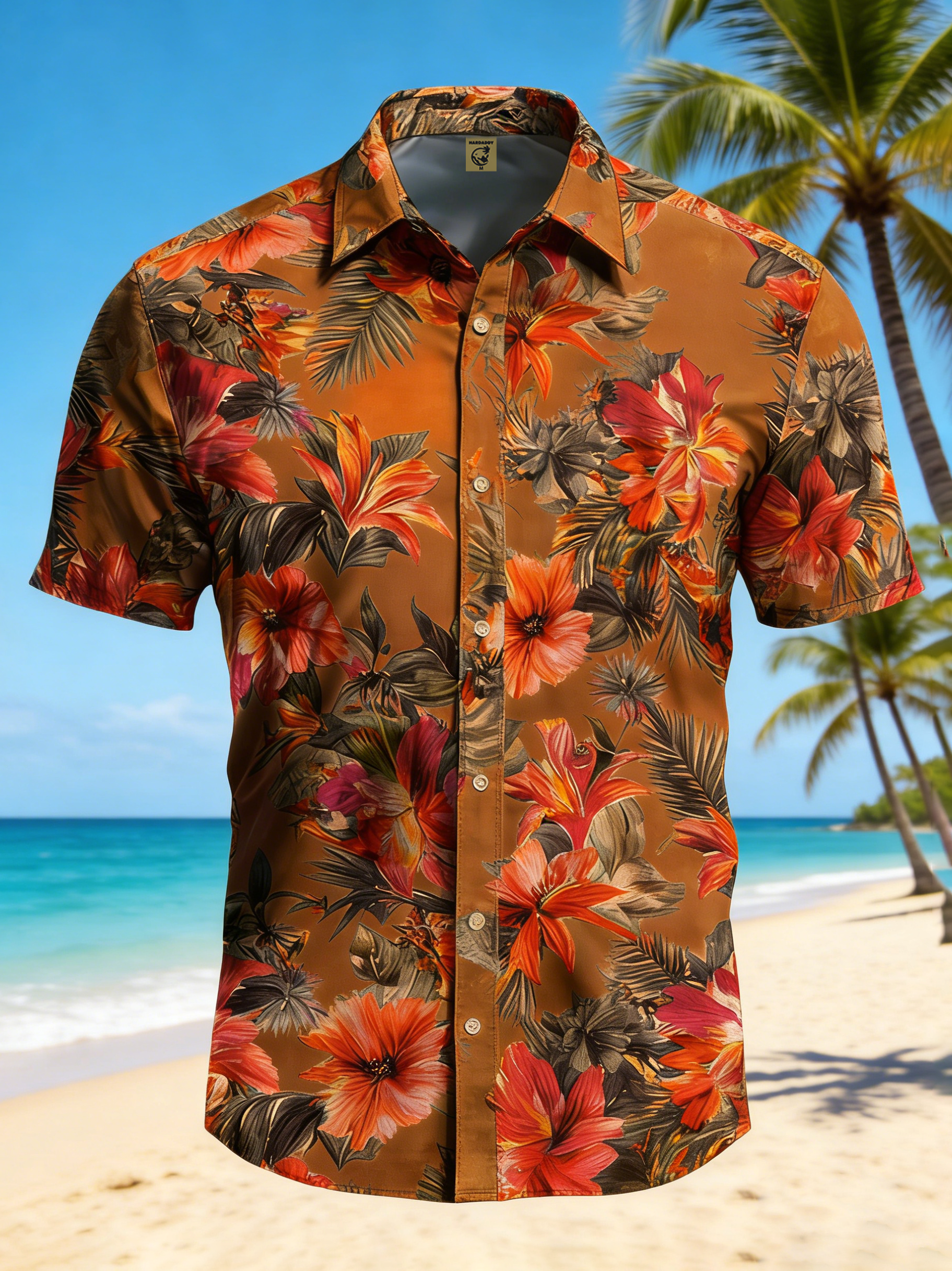 Moisture-wicking Tropical Floral Chest Pocket Hawaiian Shirt