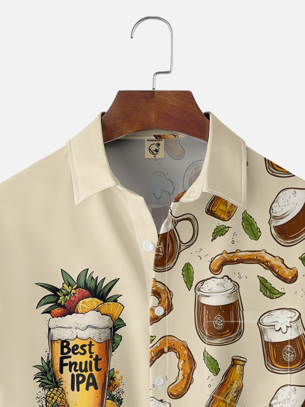 Moisture-wicking Beer Bread Coffee Chest Pocket Hawaiian Shirt