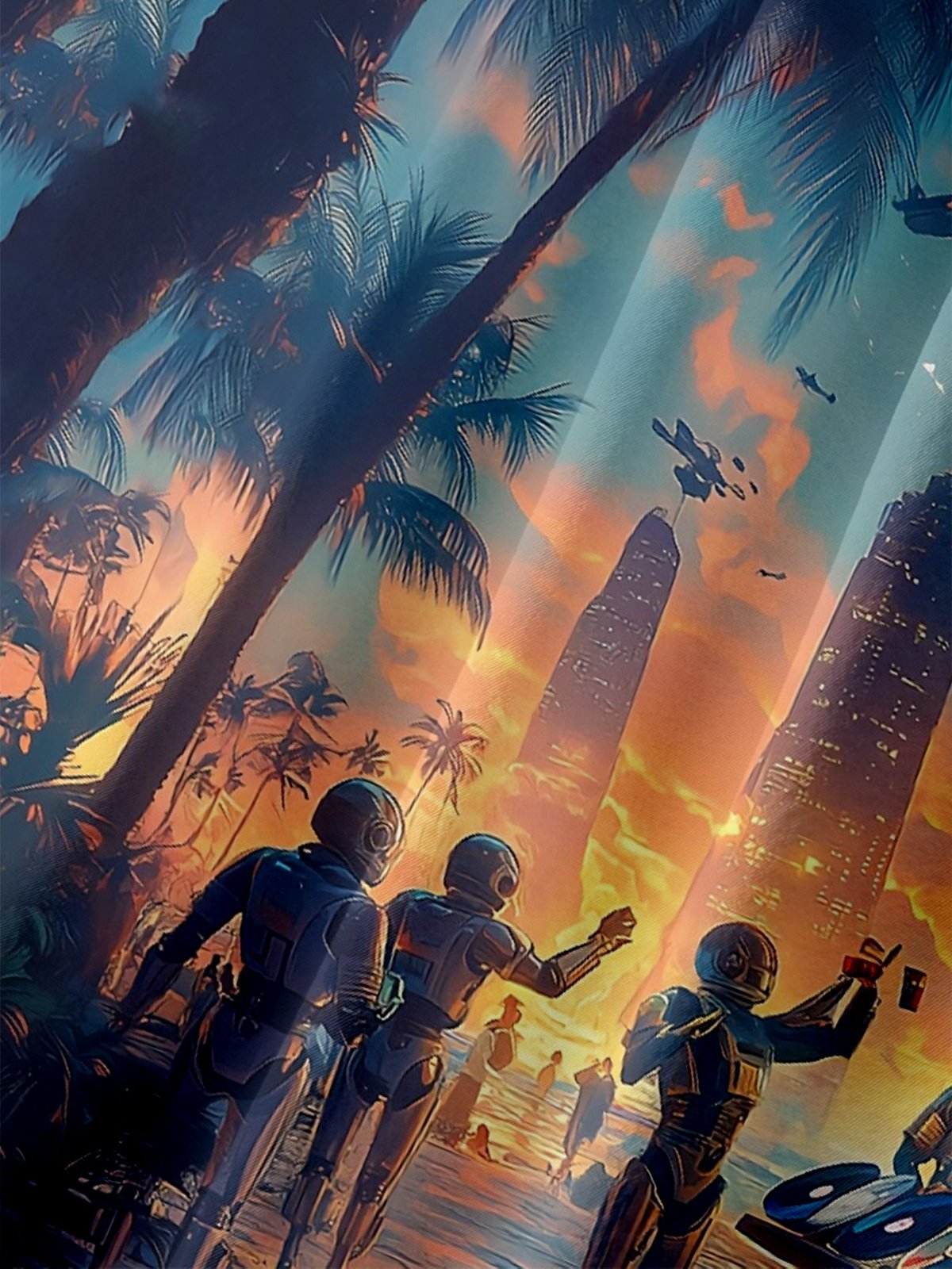 Moisture Wicking Coconut Tree Hawaii Alien Vacation Chest Pocket Hawaiian Shirt