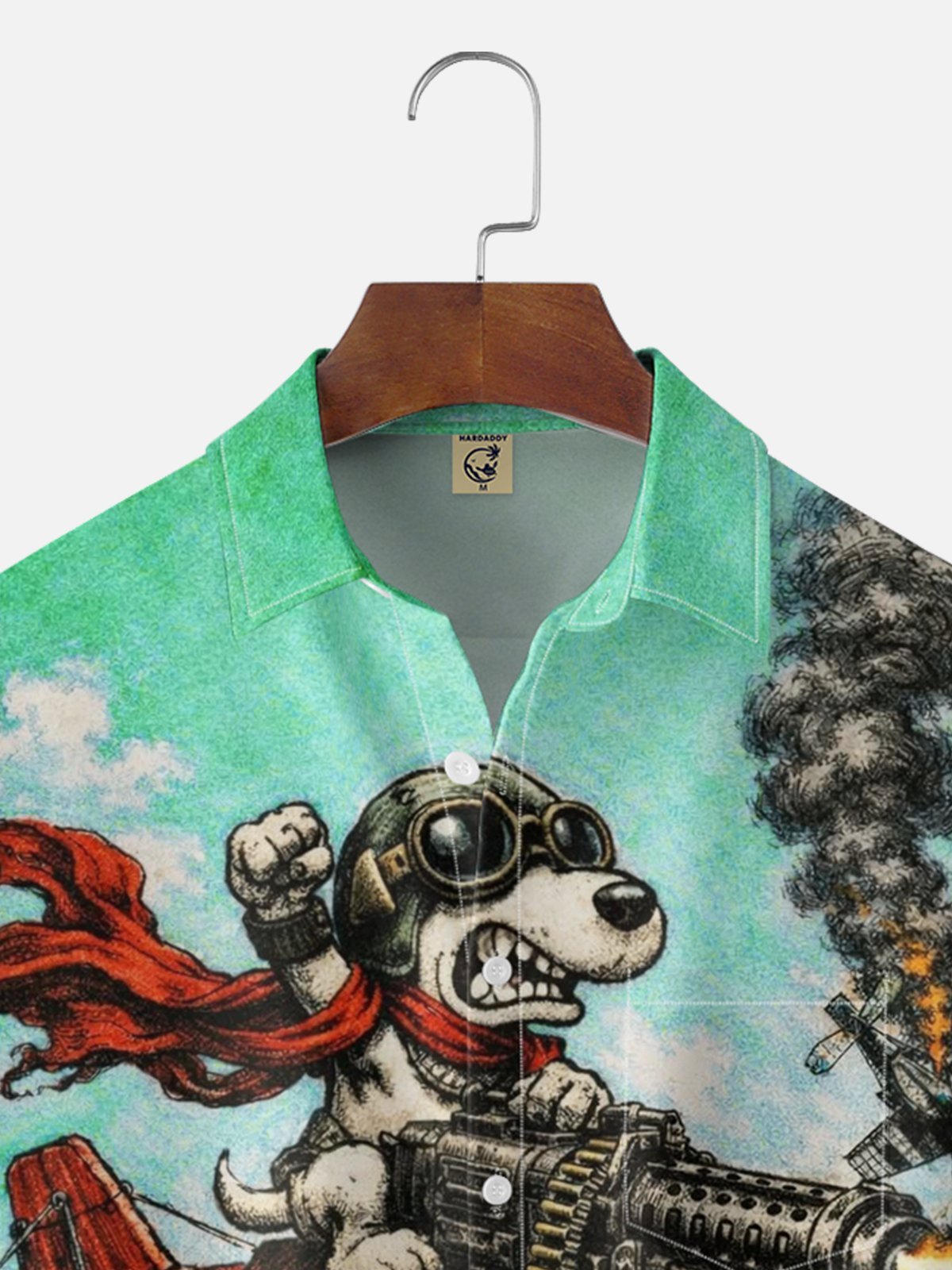 Tall Size Moisture-Wicking Abstract Airplane Dog Pattern and Chest Pocket Holiday Hawaiian Shirt