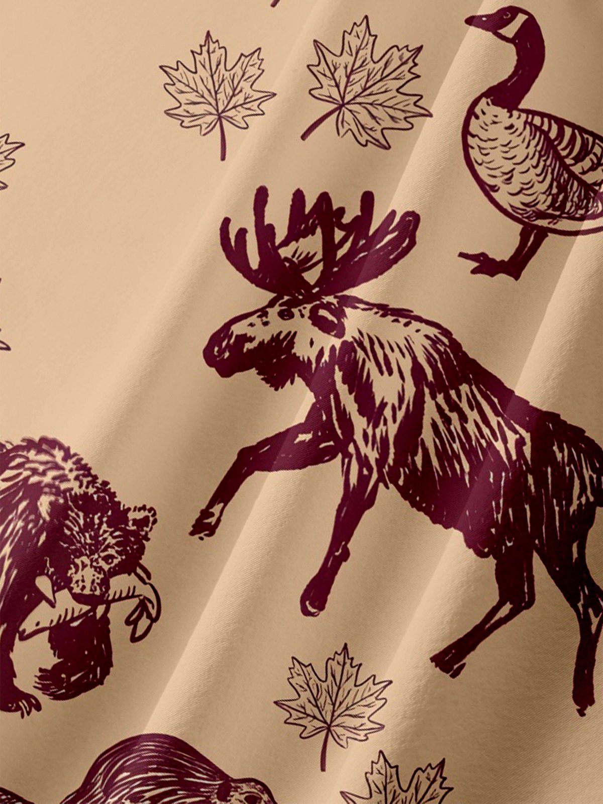 Moisture-wicking Canada Day Animal Maple Leaf Chest Pocket Hawaiian Shirt