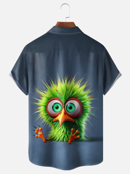 Moisture-wicking Silly Chicken Chest Pocket Hawaiian Shirt