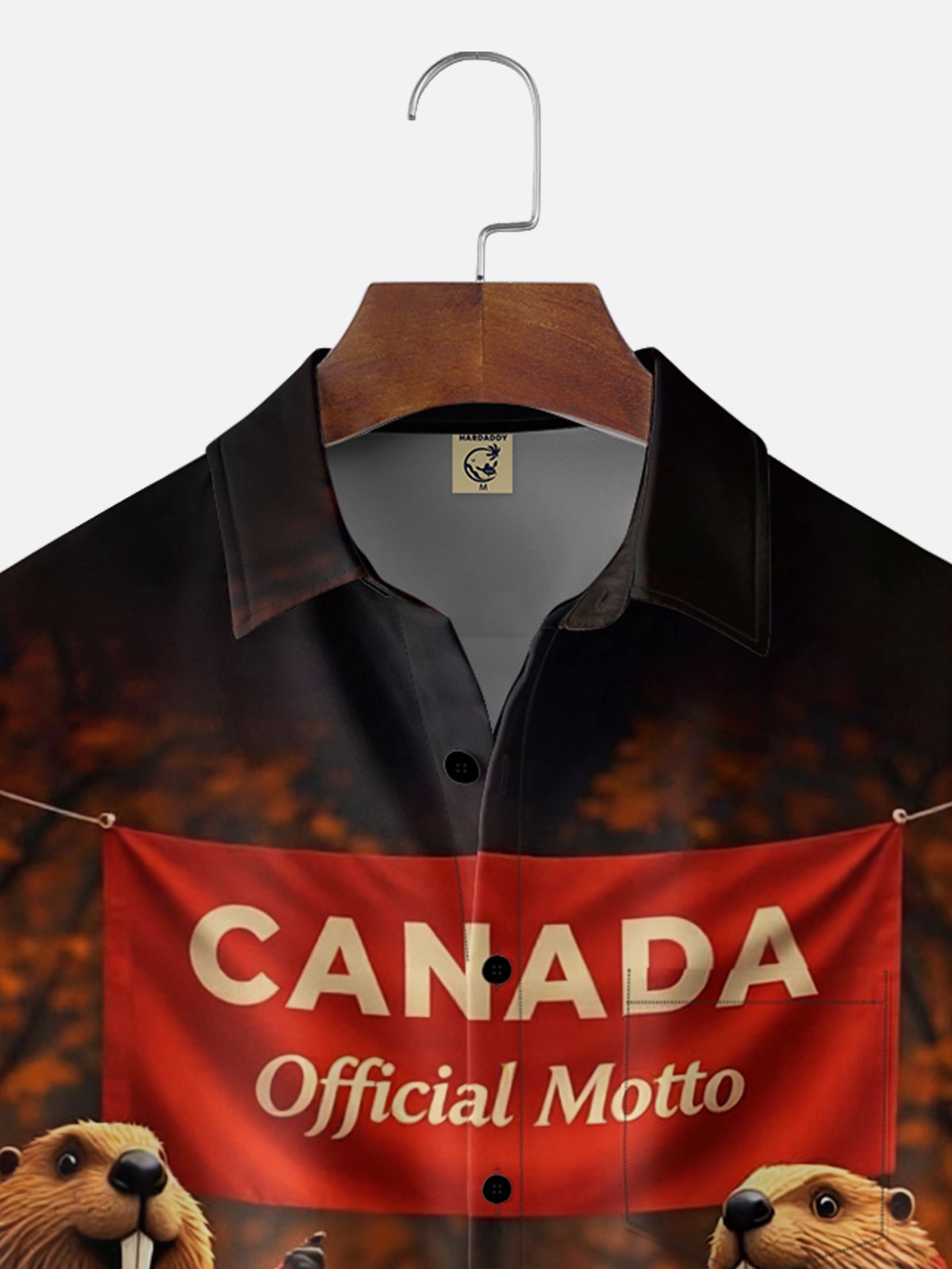 Moisture-Wicking Canada Day Fun Beaver Chest Pocket Festive Hawaiian Shirt