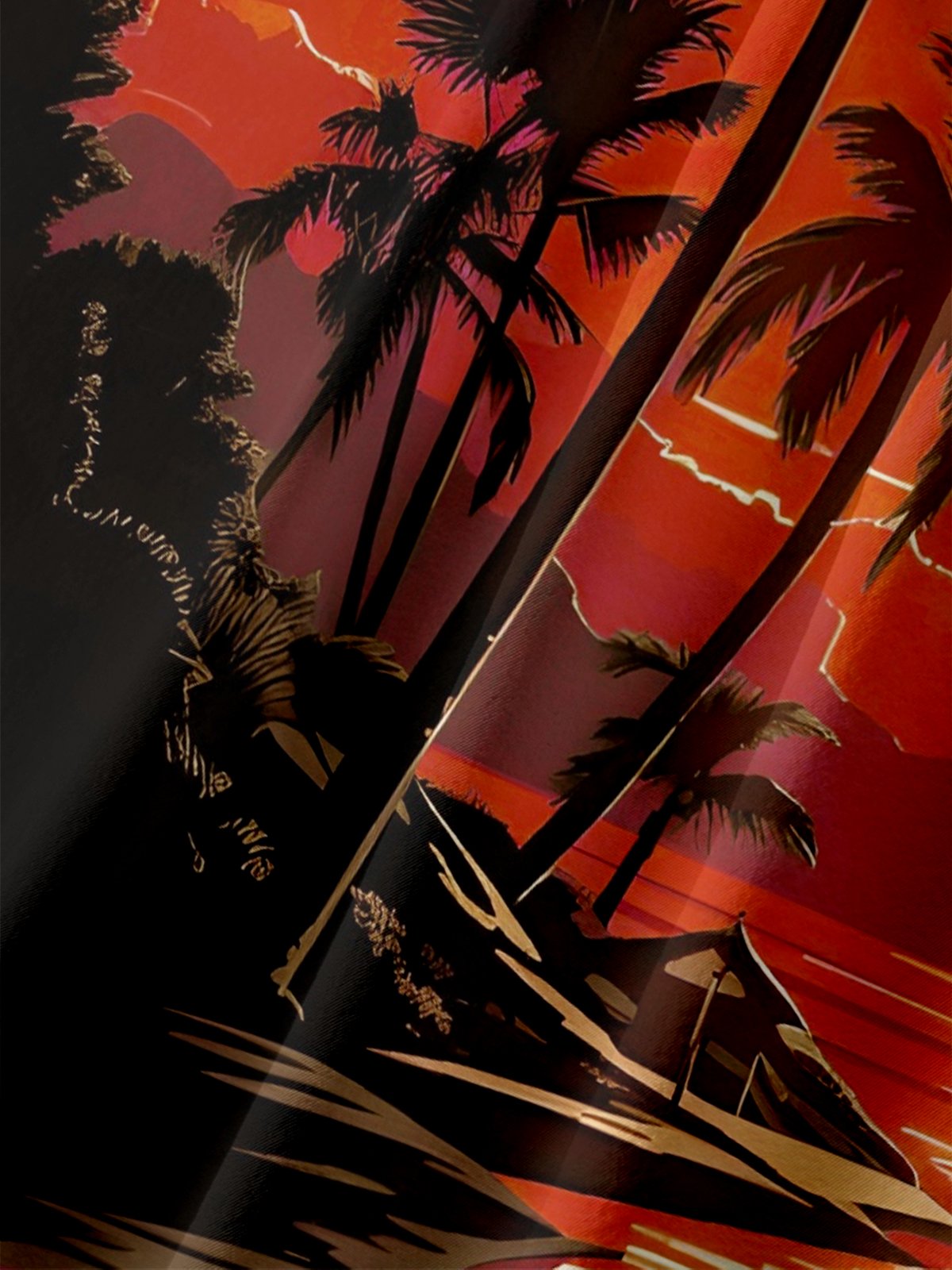 Moisture-wicking Coconut Tree Beach Chest Pocket Hawaiian Shirt