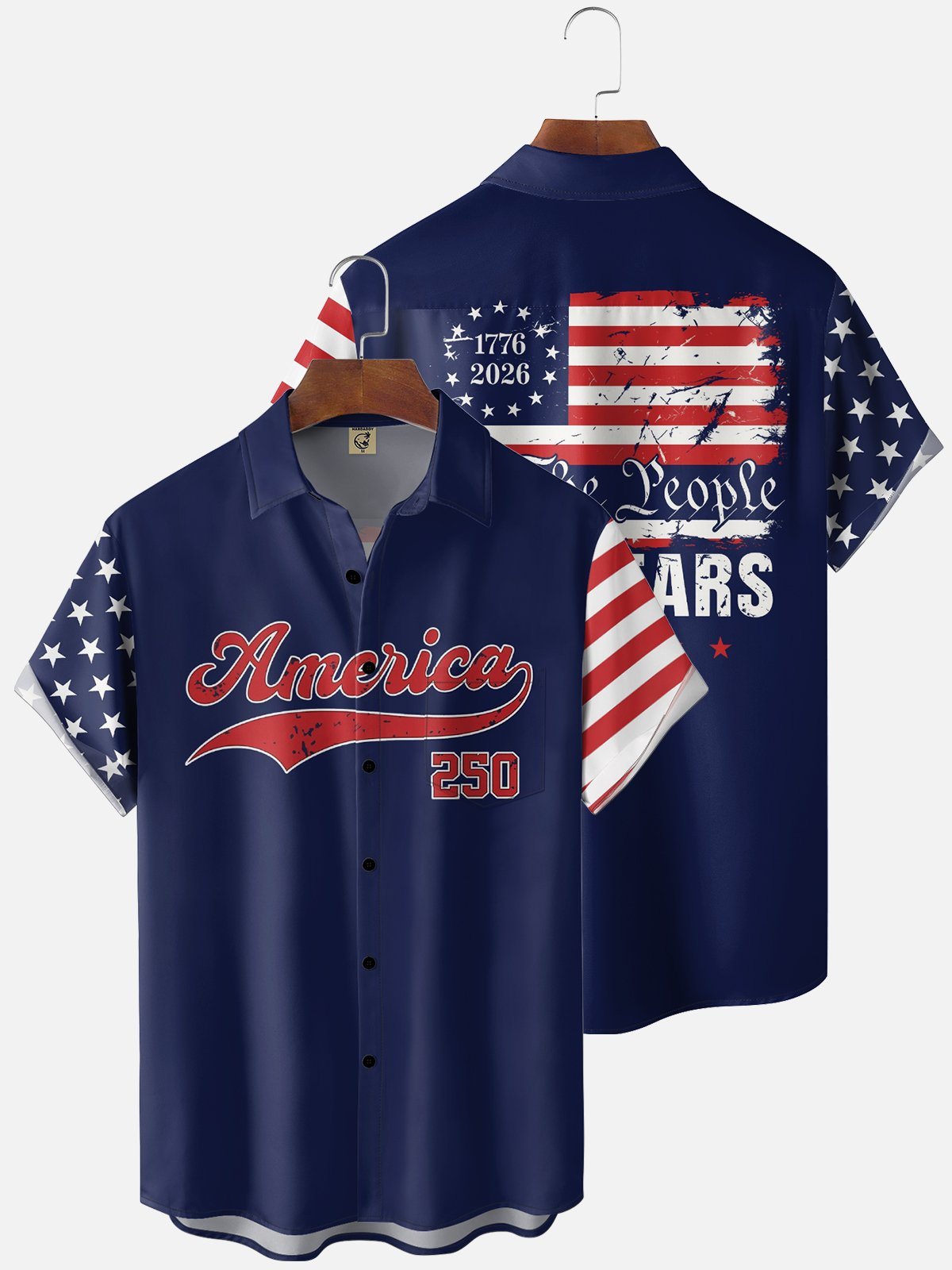 Moisture Wicking 250th Anniversary Of The United States Independence Day Chest Pocket Holiday Hawaiian Shirt