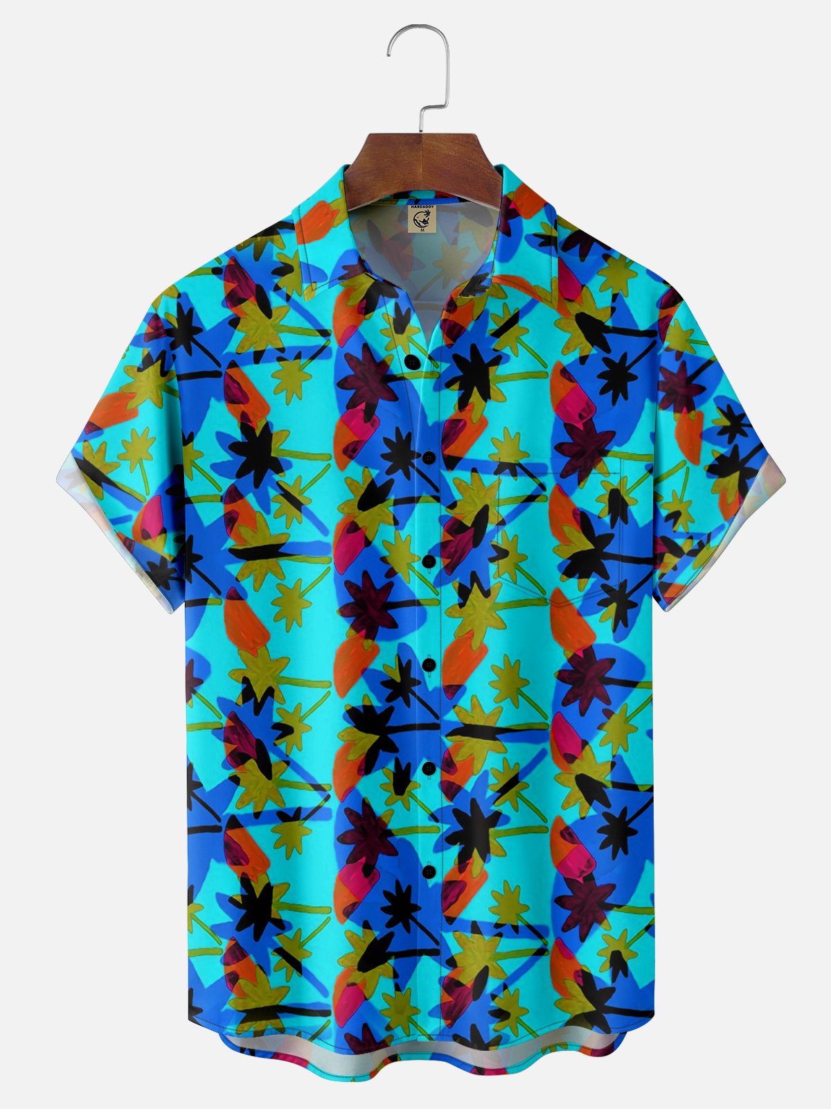 Moisture-wicking Palm Tree Chest Pocket Hawaiian Shirt