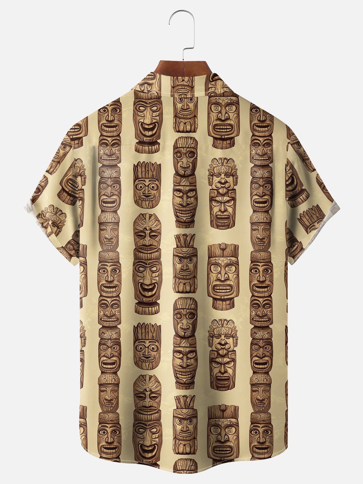 Moisture-wicking Tiki Chest Pocket Hawaiian Shirt